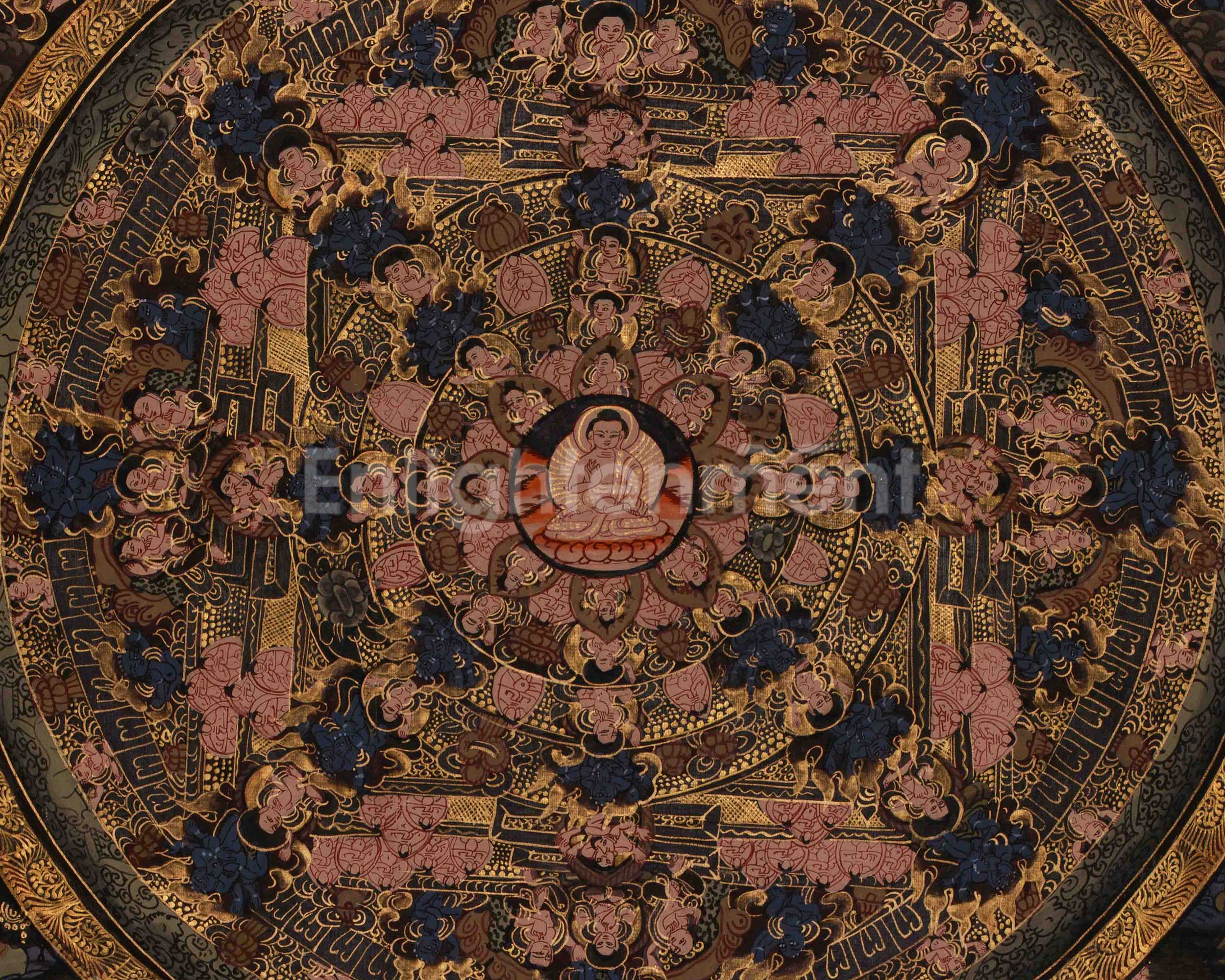 Buddha Mandala Wall Art | Symbolizing the Enlightened Universe | Sacred Thangka
