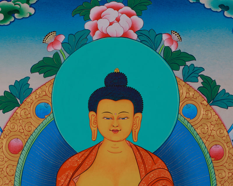 Hand Painted Shakyamuni Buddha Thangka | Tibetan Buddhist Wall Art