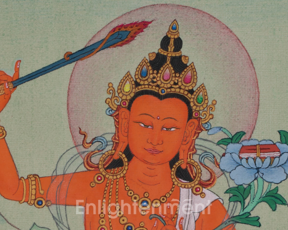 Manjushri Bodhisattva Deity Artwork | Sword Of Wisdom | Sacred Art of Insight and Enlightened Knowledge