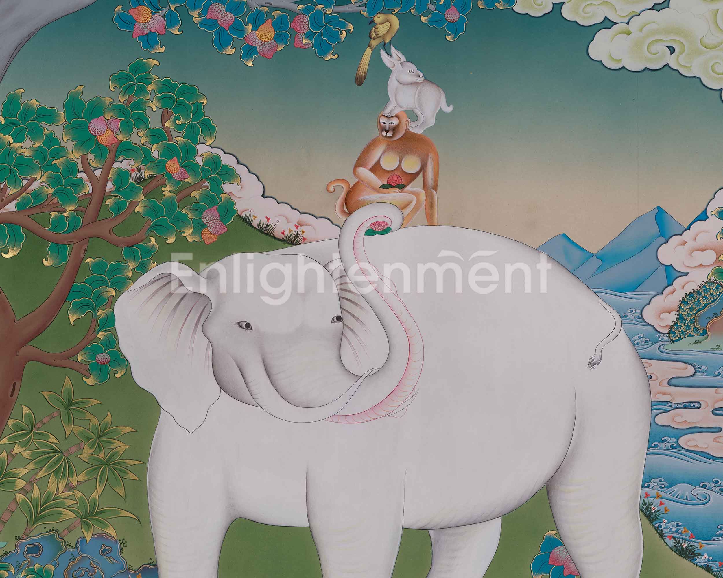 Himalayan Art of Four Harmonious Friends | Symbolized Harmony, Compassion, and Friendship