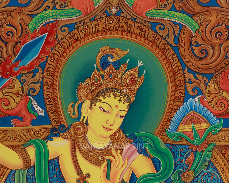 Manjushree Thangka Canvas Print - Bodhisattva of Wisdom and Knowledge