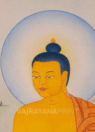 Siddhartha Gautama Digital Print Artwork | Buddha Shakyamuni on Canvas | Thangka Print for Spiritual Awakening