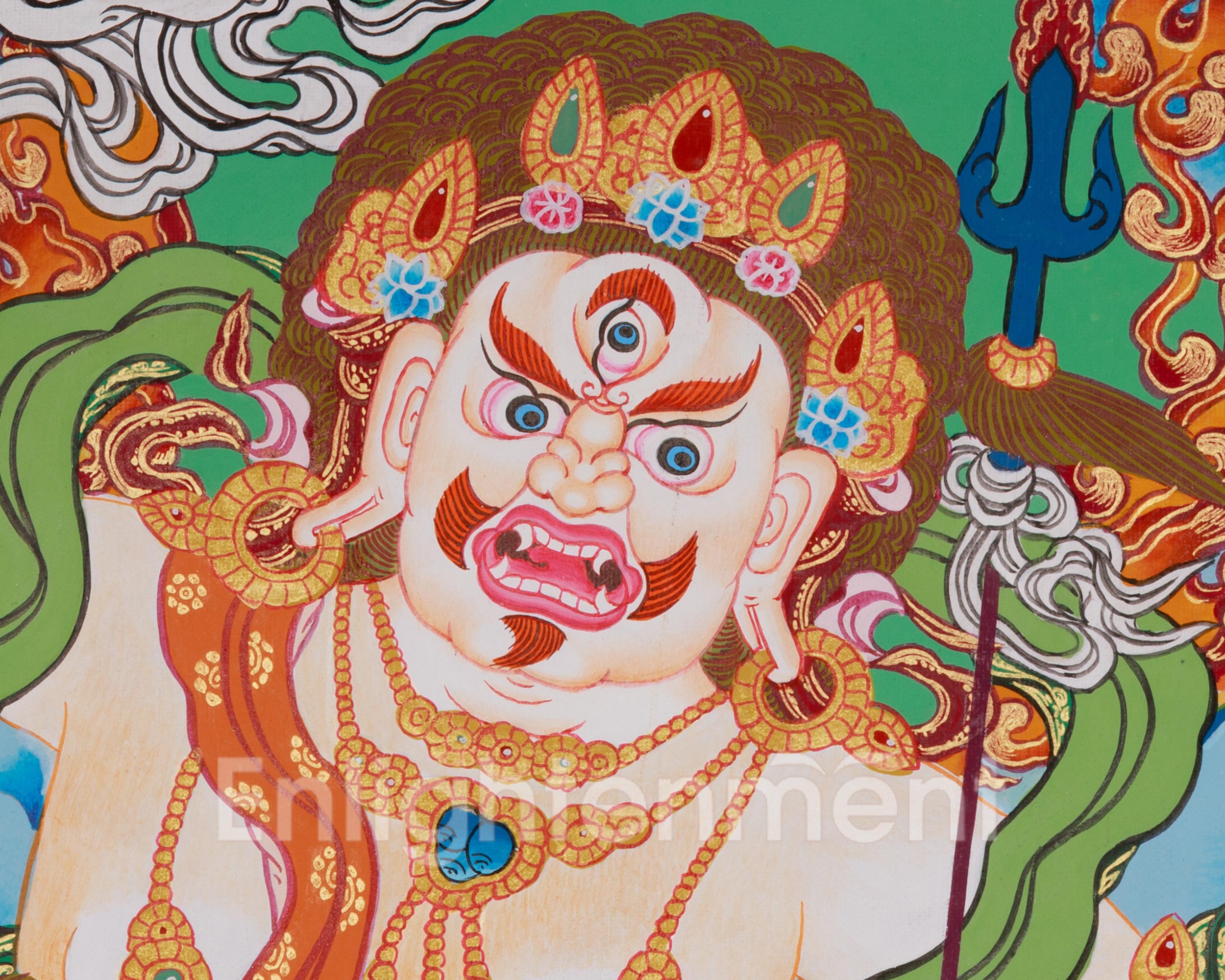 Sacred White Dzambhala Thangka | Himalayan Wealth Deity Artwork