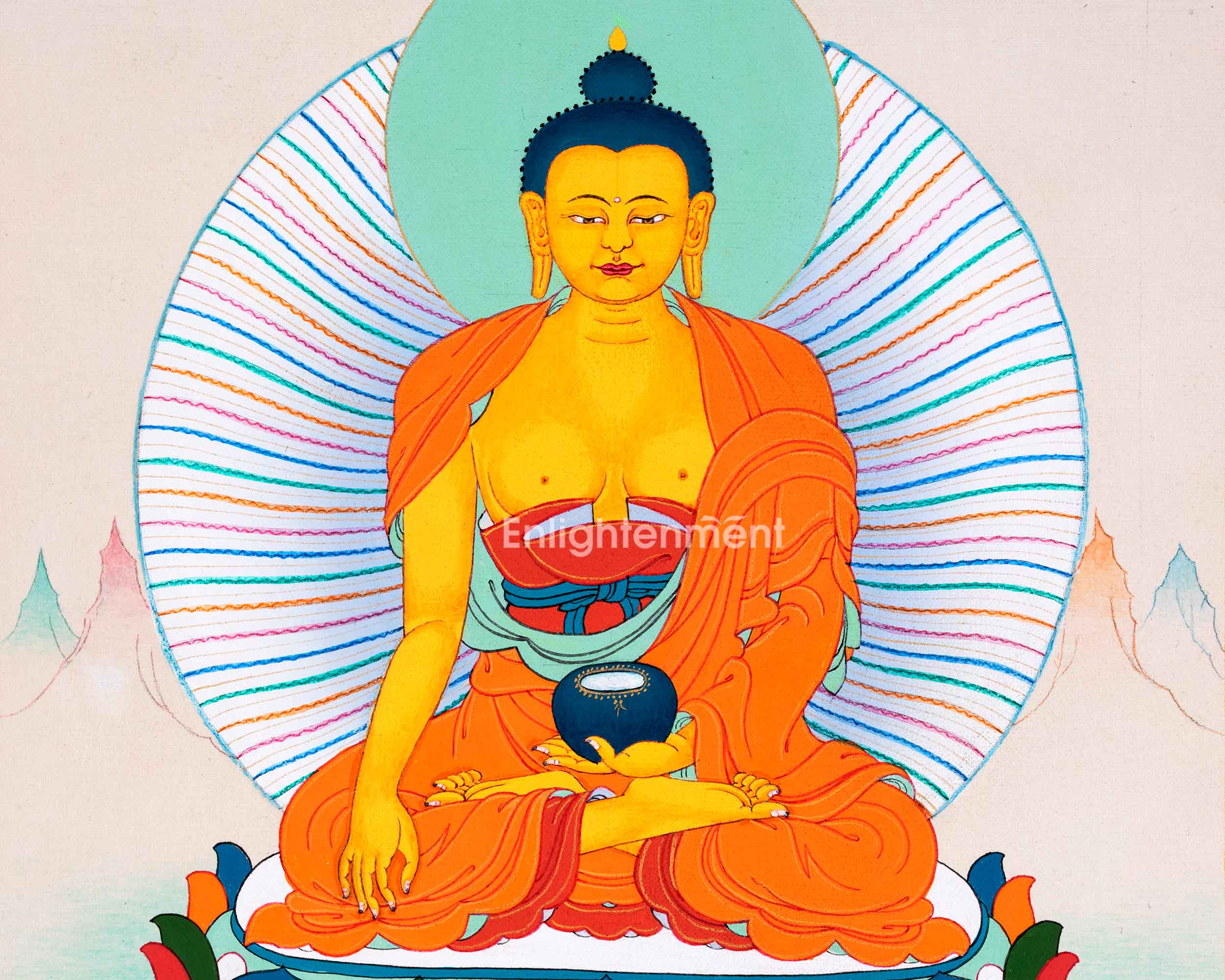 The Path to Liberation: Shakyamuni Buddha Thangka | Handpainted Sacred Tibetan Art