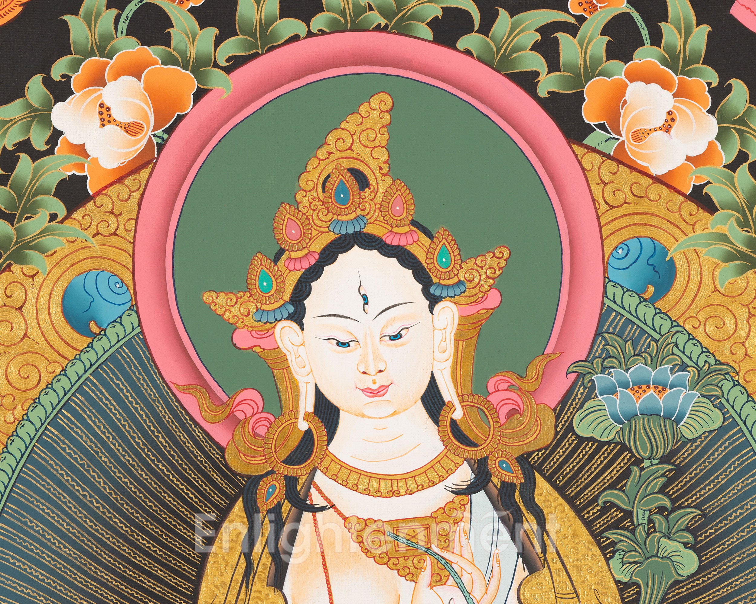 White Tara Thangka Painting | Female Bodhisattva Art
