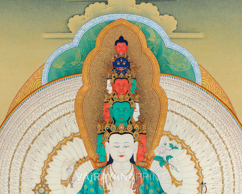 1000 Armed Chenrezig | Avalokiteshvara Thangka Print | Canvas Print