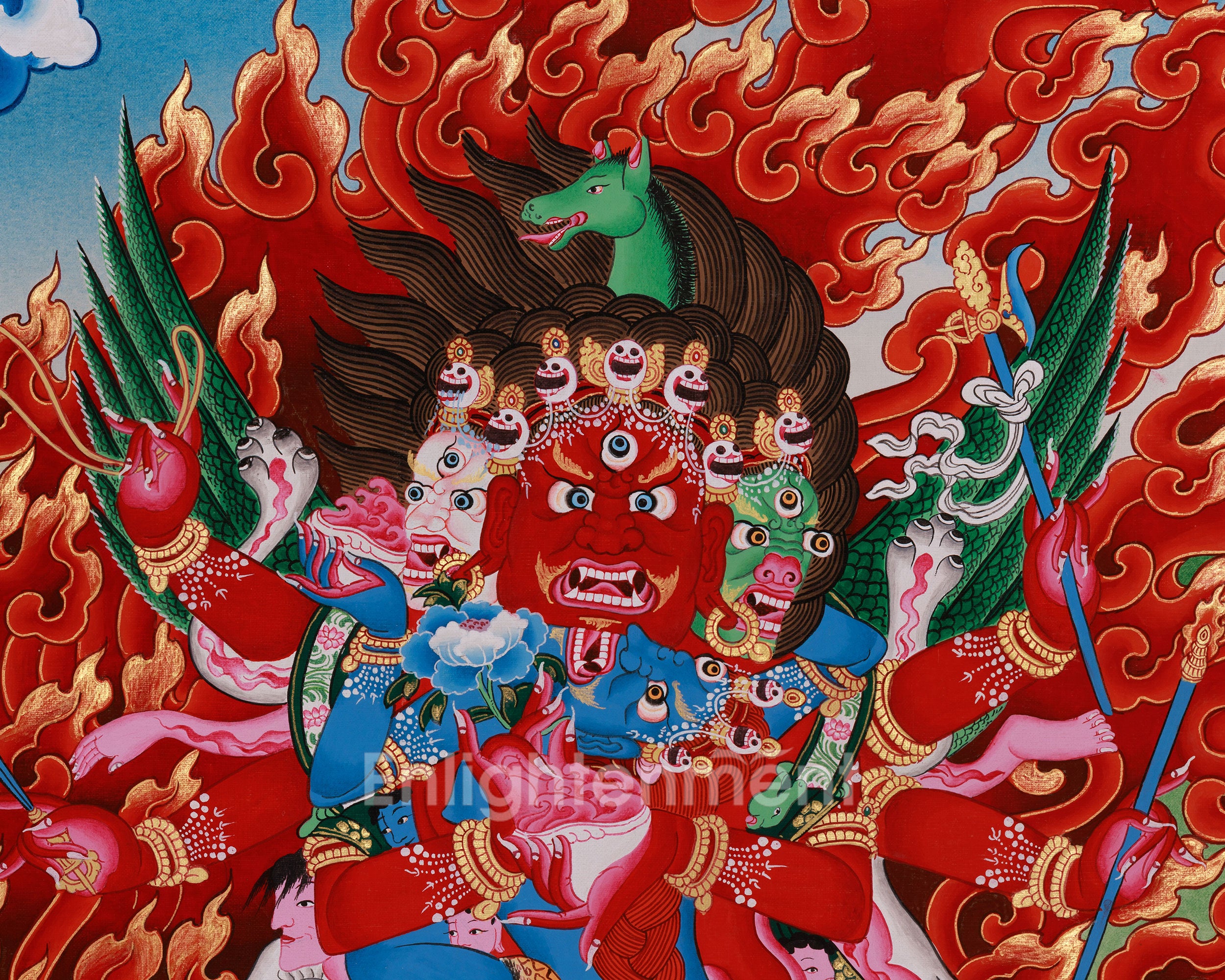 Traditional Thangka of Hayagriva | Buddhist Guardian and Tantric Deity