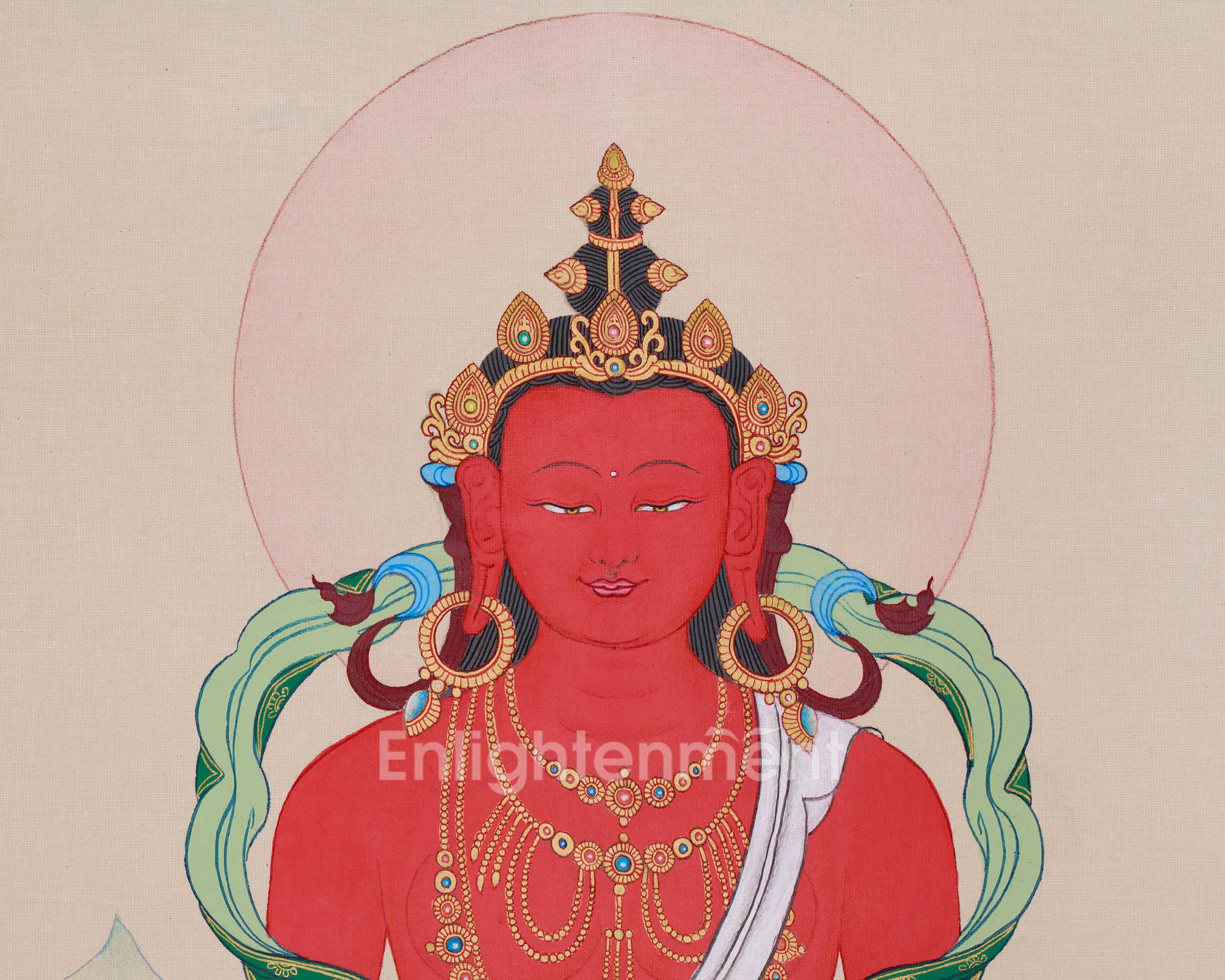 Original Thangka of Amitayus, Buddha of Infinite Light | Holding the Vase of Nectar