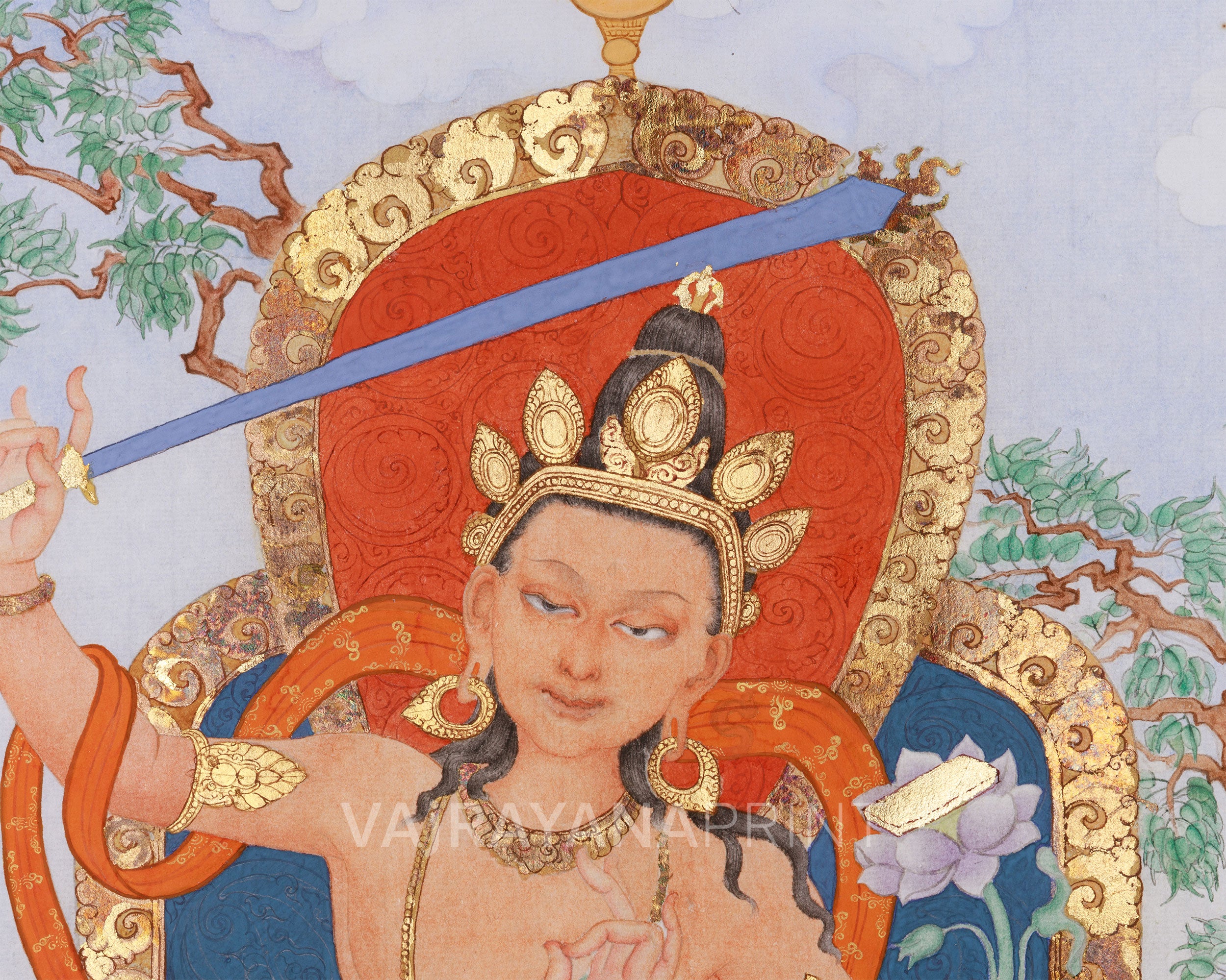 Giclee Canvas Print of Manjushri | Contemporary Fusion of Paubha & Chinese Artistry