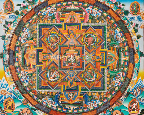 Chenrezig Mandala Art Drawing Print For Spiritual Practice | The Bodhisattva Of Compassion Mandala Print