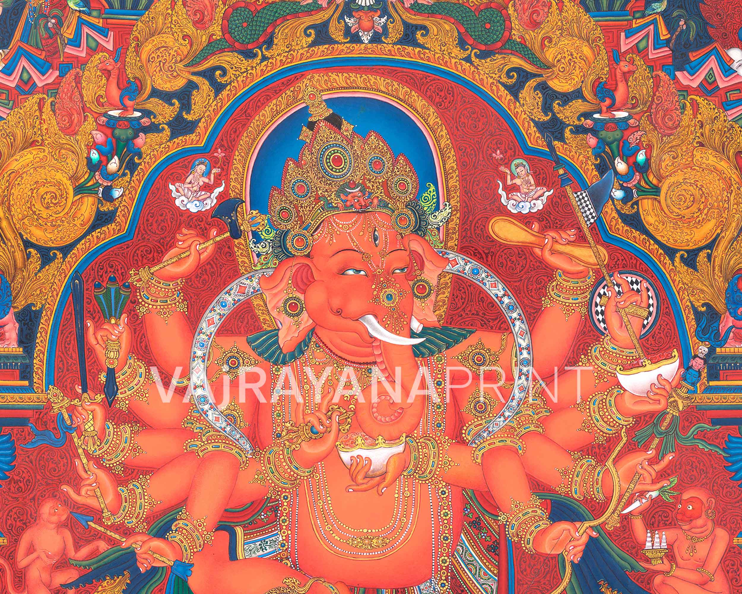 Ganesh Thangka Print | Traditional Tibetan Art