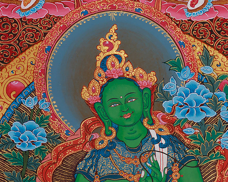 Divine Twenty-One Taras Thangka | The Compassionate Goddess & Her Emanations