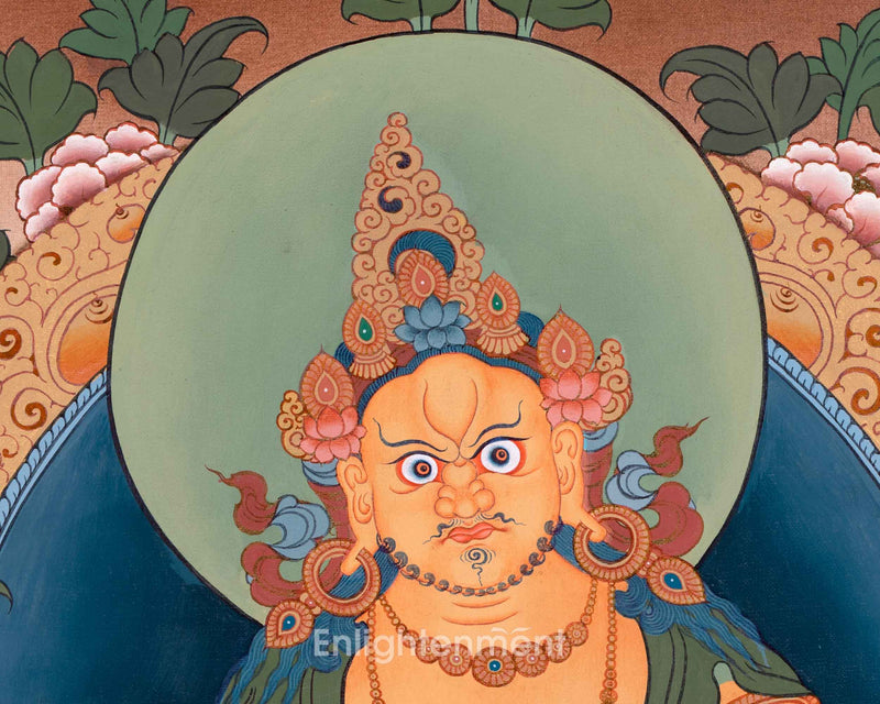 Hand Painted Dzambhala Thangka | Sacred Art for Wealth and Abundance | Spiritual Wall Decor