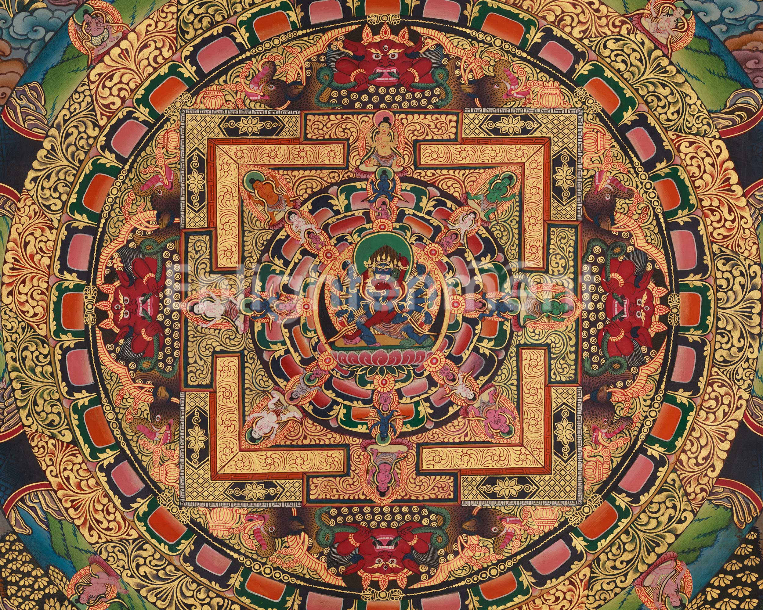 Chakrasamvara Mandala Painting | A Sacred Thangka of Divine Union, Wisdom, and Transformation