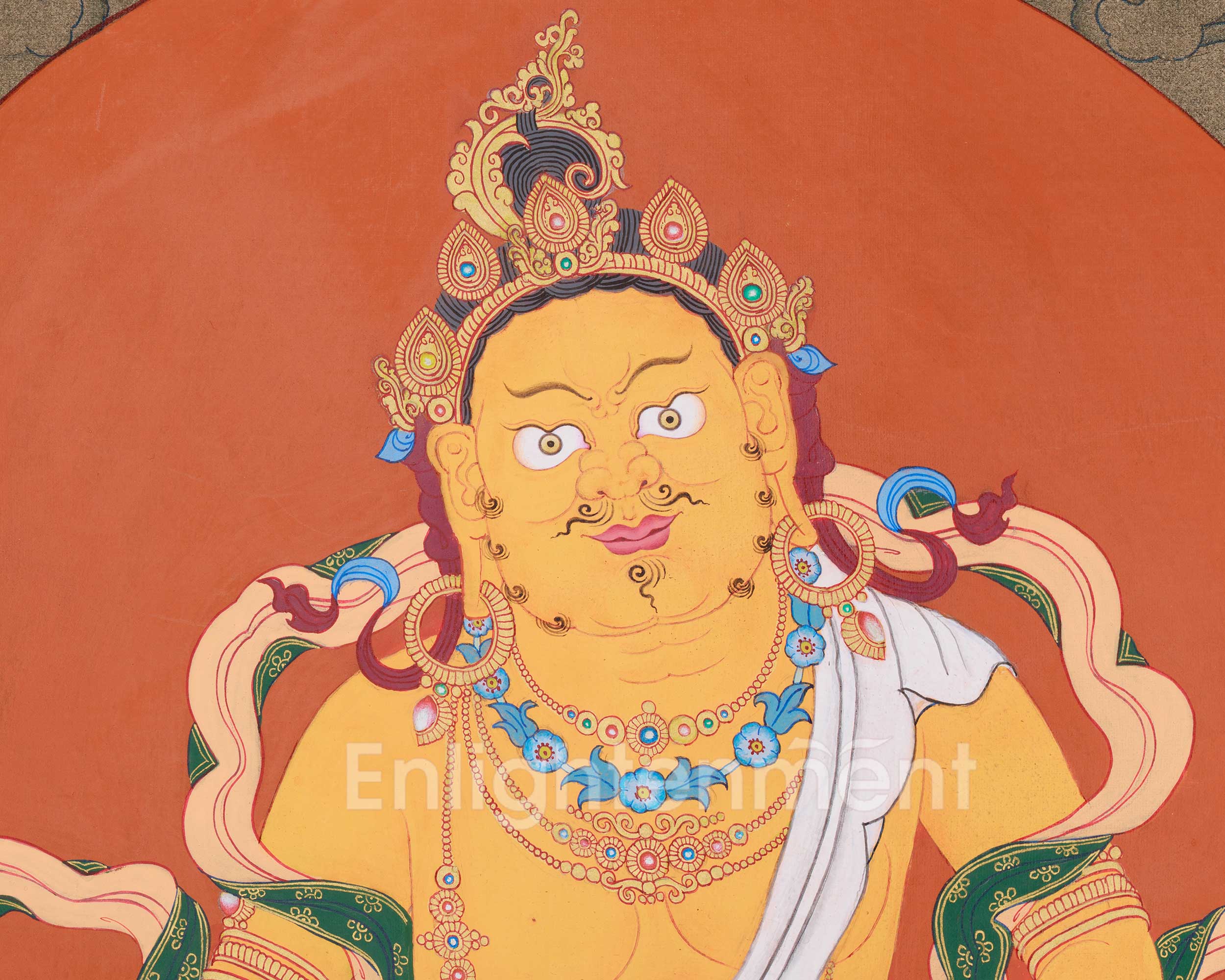 Exquisite Sacred Thangka of Dzambhala | Spiritual Generosity and Protection
