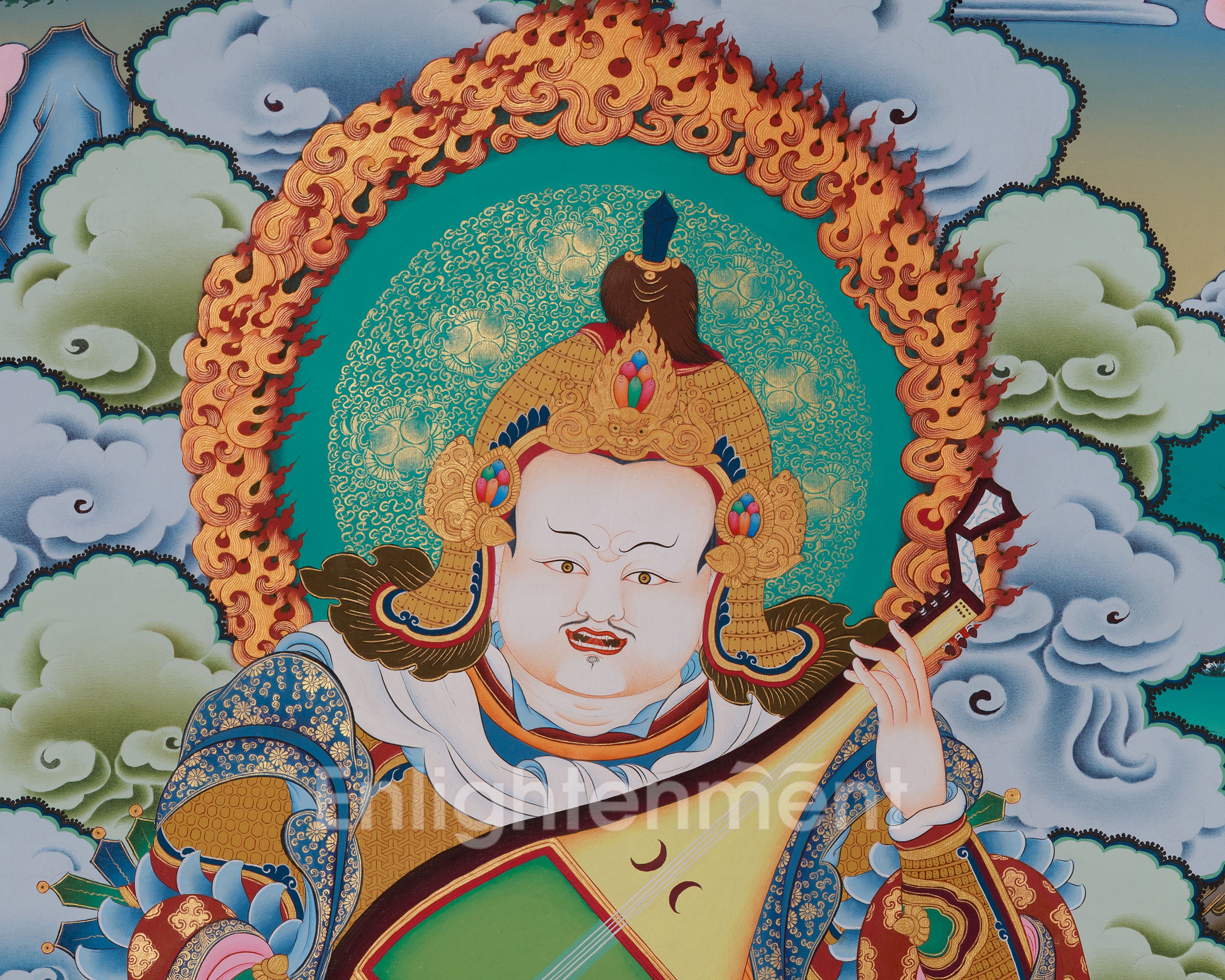 Sacred Thangka of Dhritarashtra | Heavenly King of the East