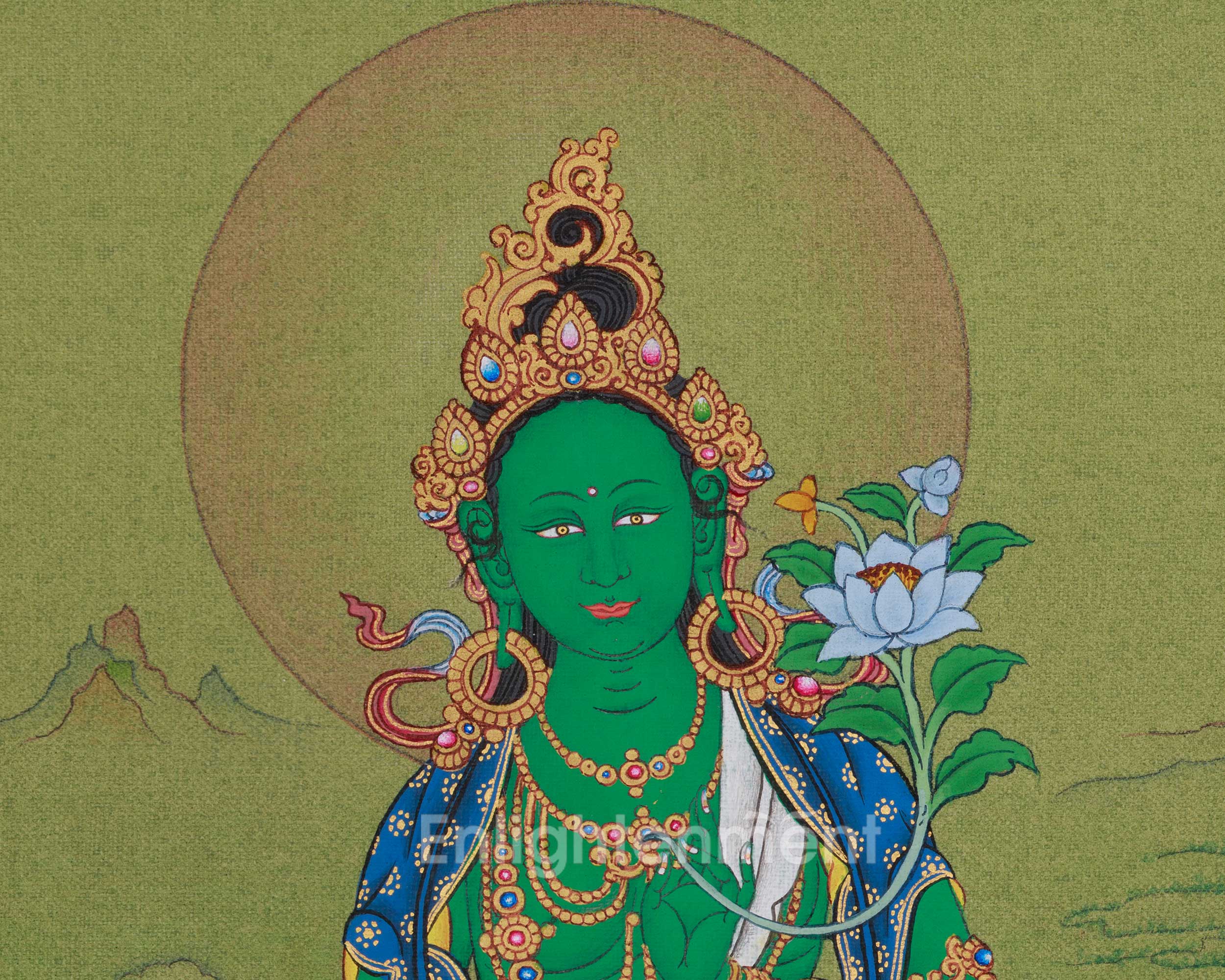 Himalayan Thangka of Shyama Tara | Mother of All Buddha Green Tara