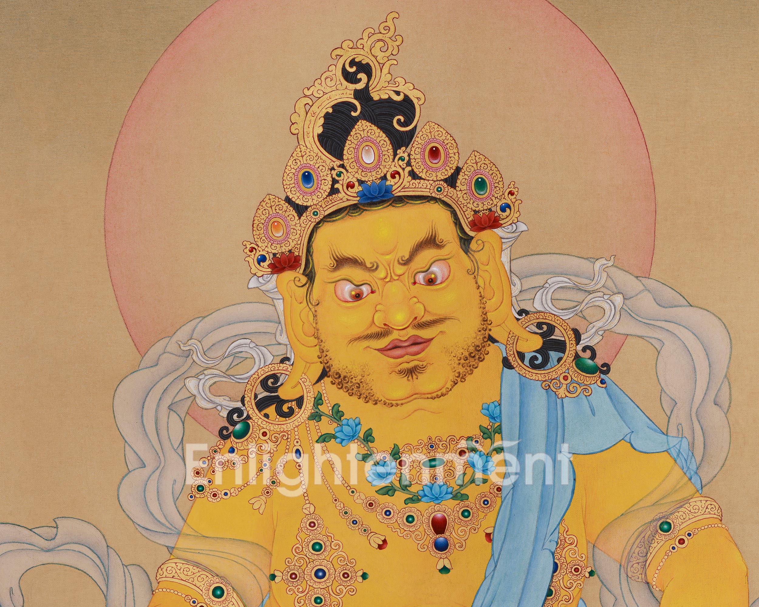 Premium Tibetan Dzambhala Painting | The Divine Buddha of Prosperity and Generosity