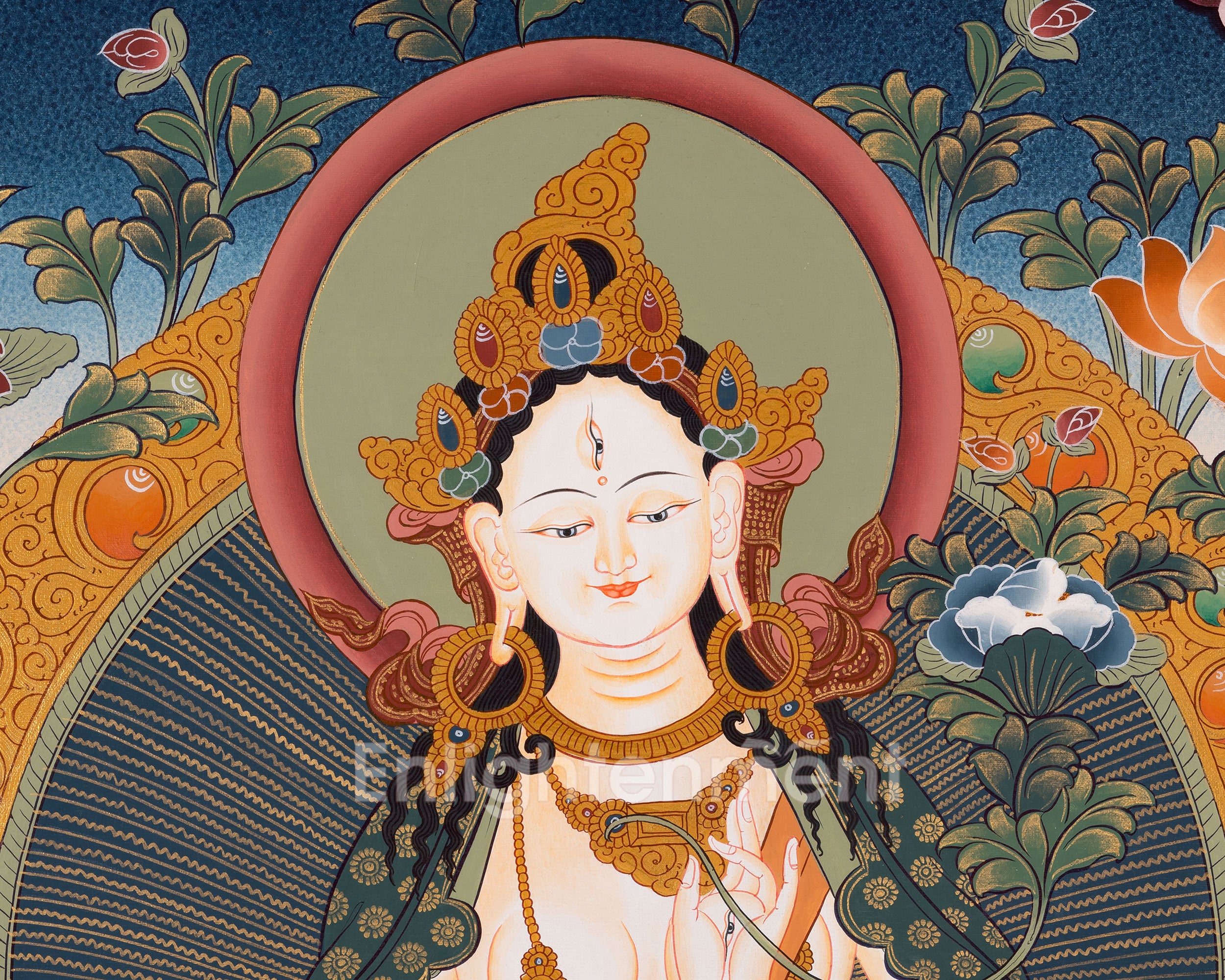 White Tara Thangka Painting | Female Bodhisattva | Decorative Art