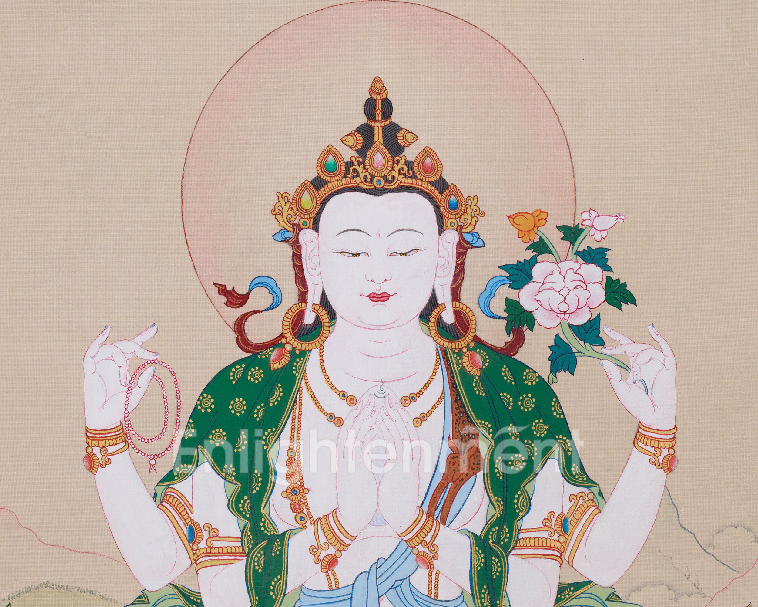 Himalayan Four-Armed Chenrezig Thangka | Protector of All Beings