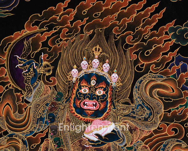 Mahakala Bernagchen, Wrathful Buddha Thangka in Gold
