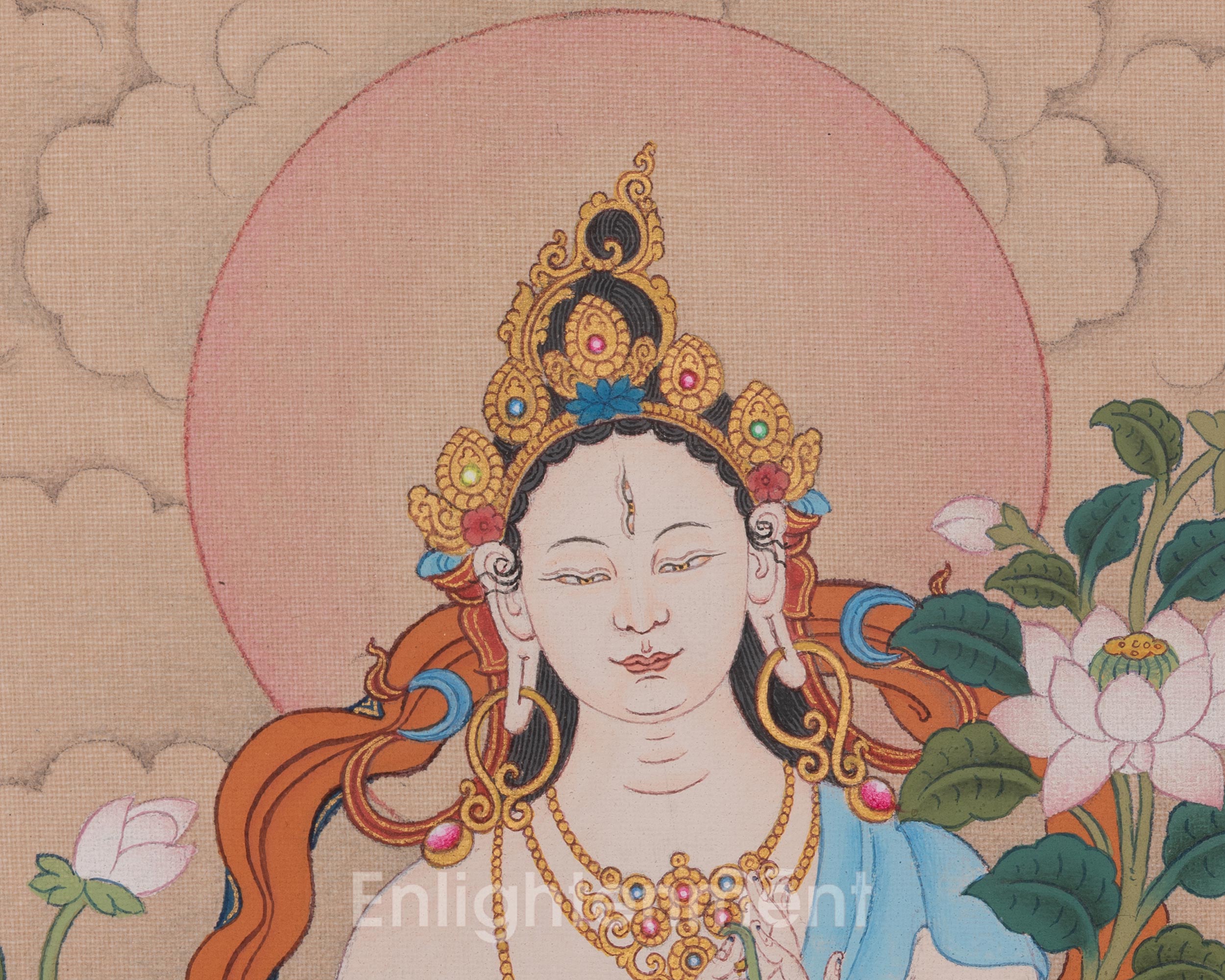 White Tara Divine Artwork | Longevity Deity | Seven Eyed Goddess | Sita Tara