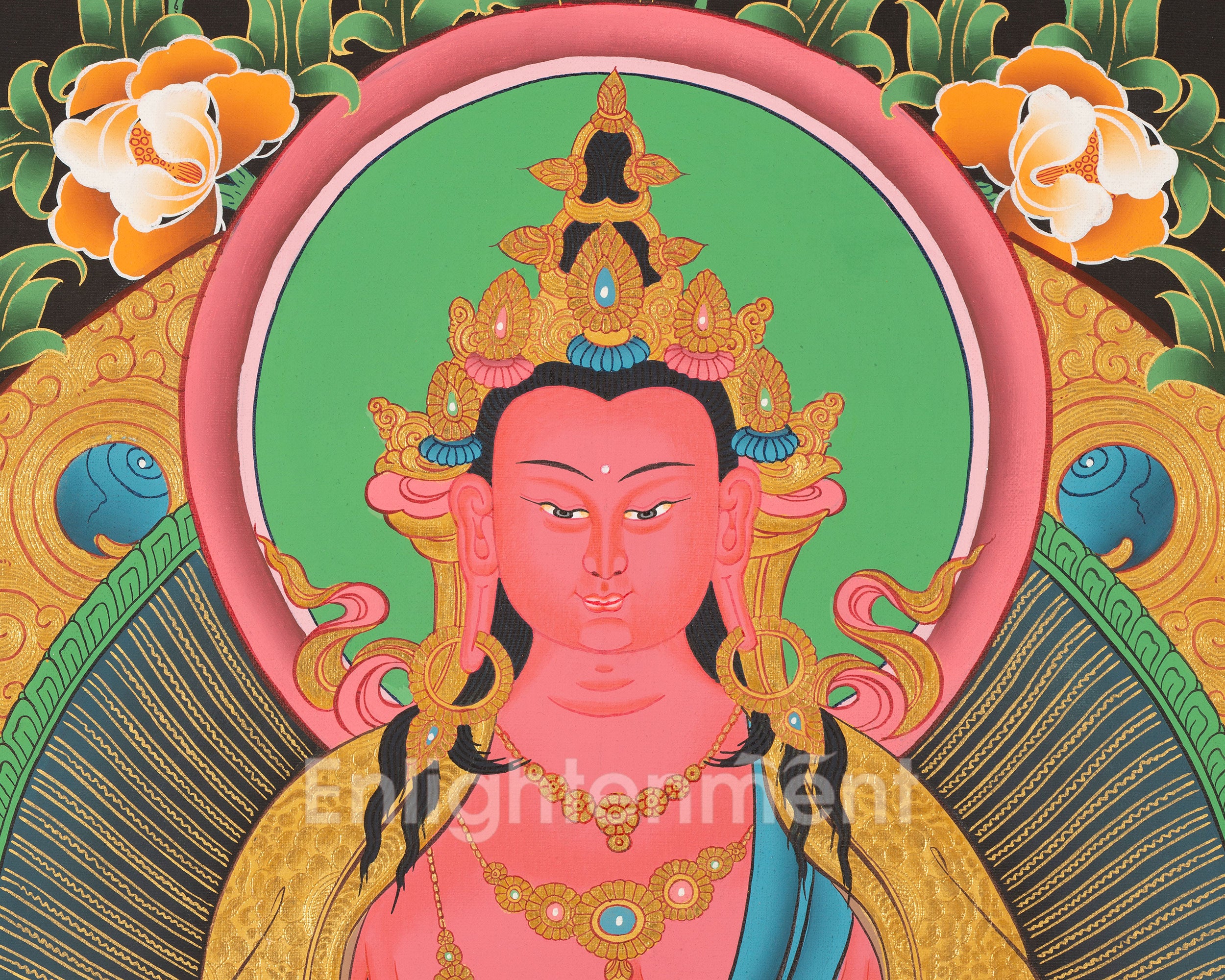 Red Amitayus Buddha | Buddhist Traditional Thangka | Gift For Buddhist
