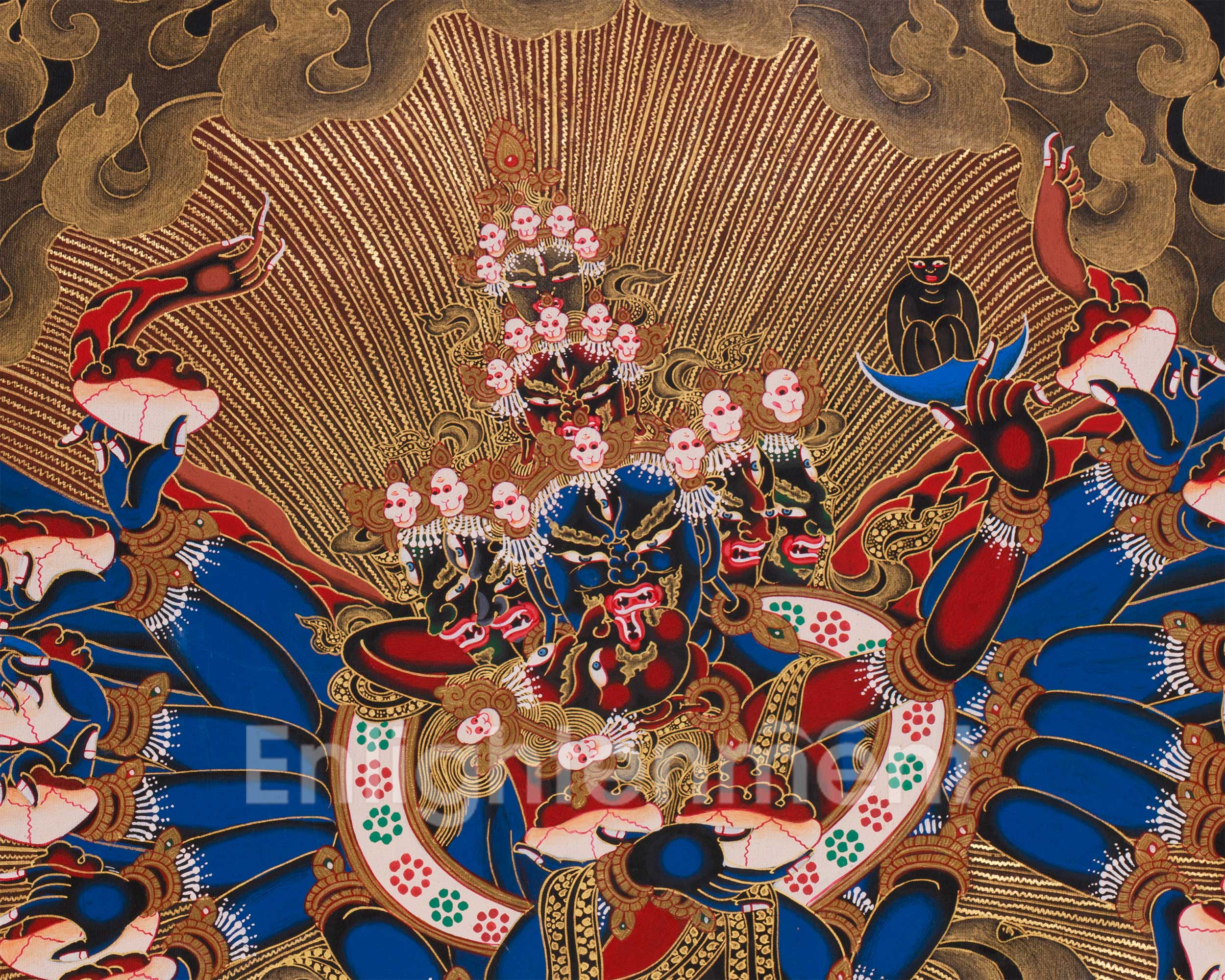 Chemchok Heruka with Consort |  Wrathful Tibetan Deity Thangka of Wisdom and Transformation