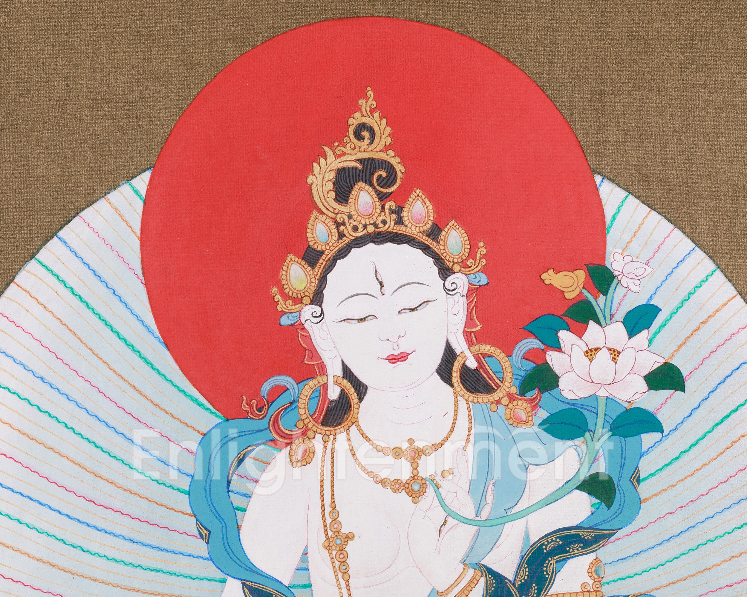 Long Life Deity White Tara Thangka | Tibetan Goddess of Healing