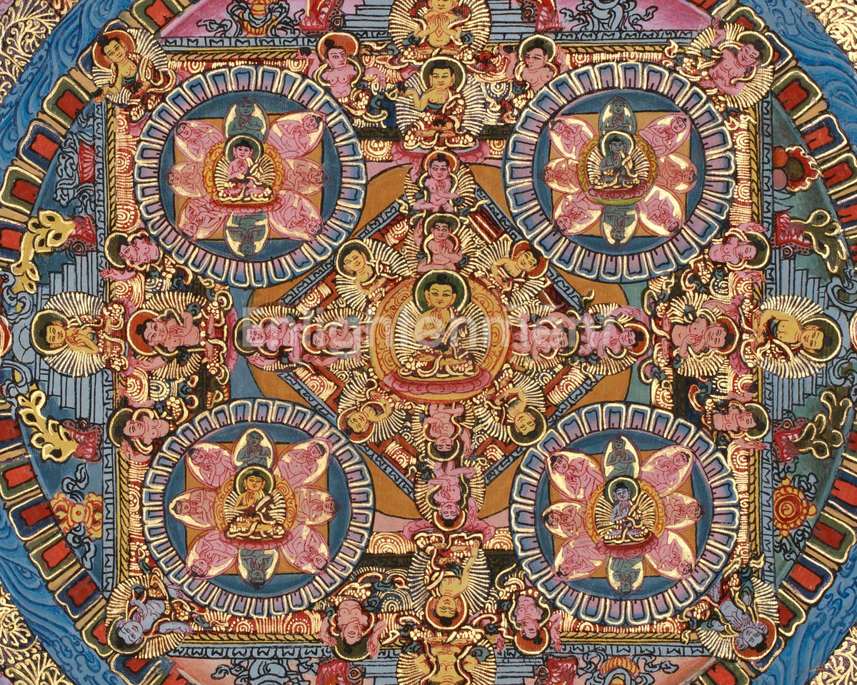 Original Handmade Buddha Life Mandala | Thangka Painting | Traditional Buddha Painting | Meditation and Yoga | For Wall Decoration