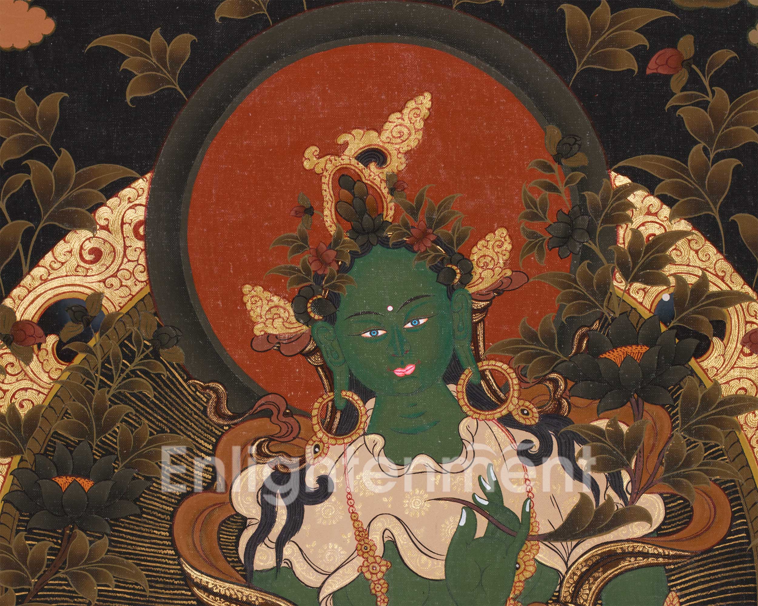 25-Inch Green Tara Painting | A Divine Symbol of Compassion and Protection