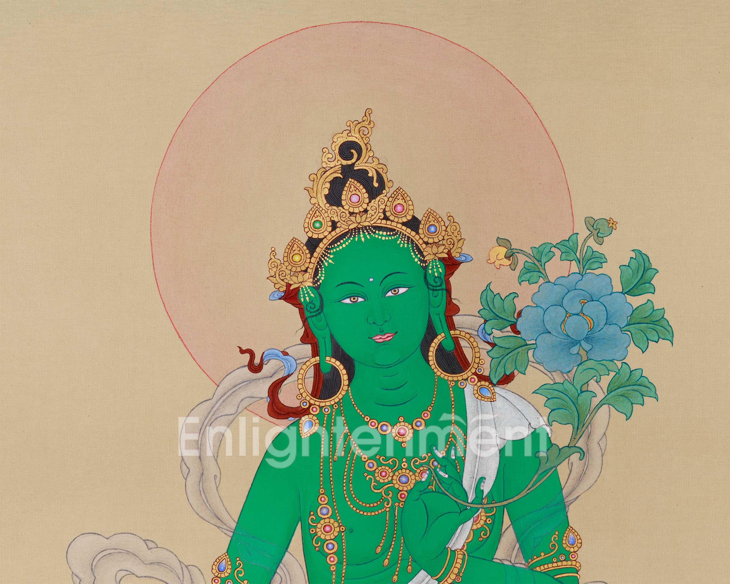 Tibetan Goddess Green Tara Painting | The Supreme Deity of Healing and Enlightened Action