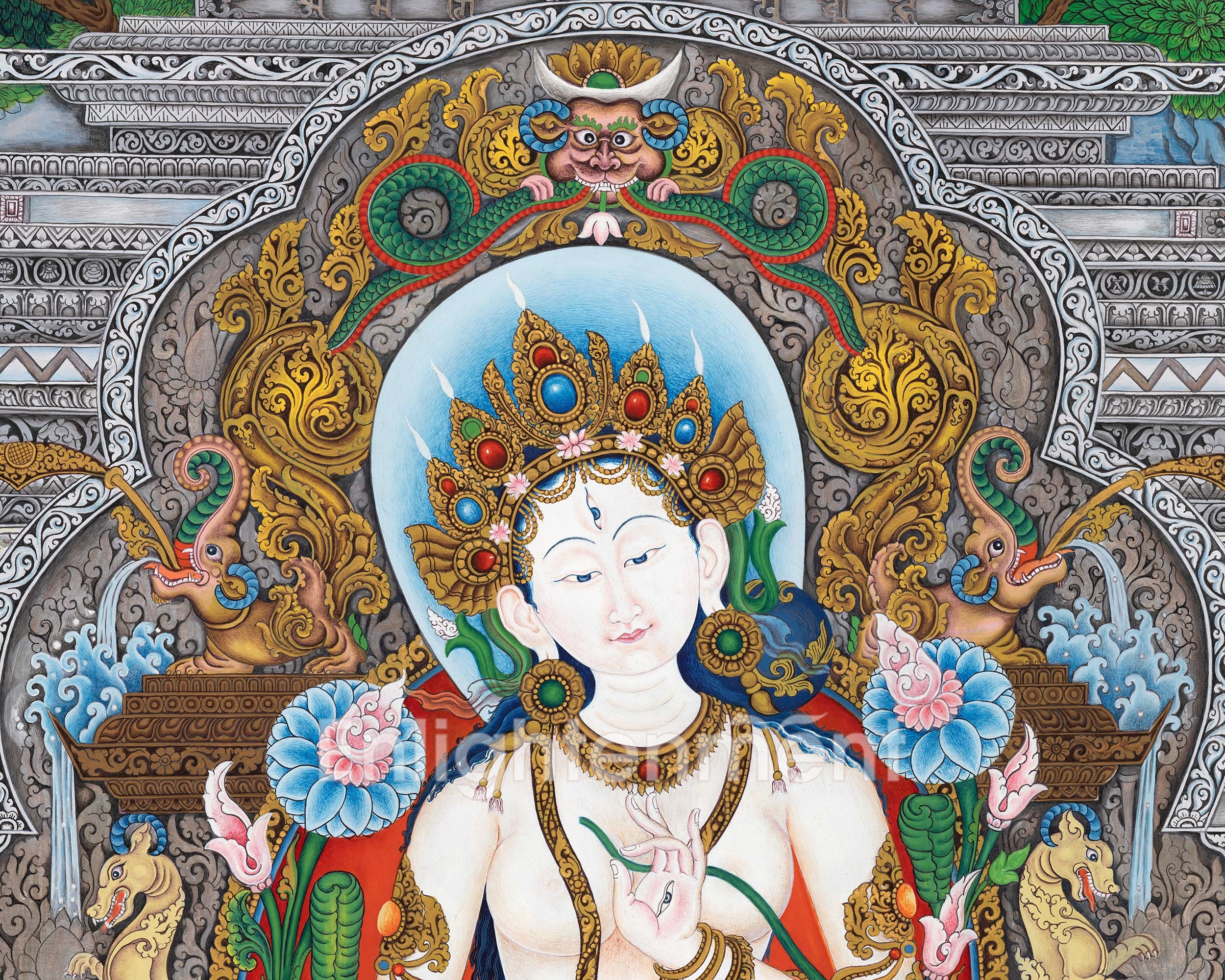 White Tara's Blessings In Thangka | Evoke Healing and Compassion with Divine Art