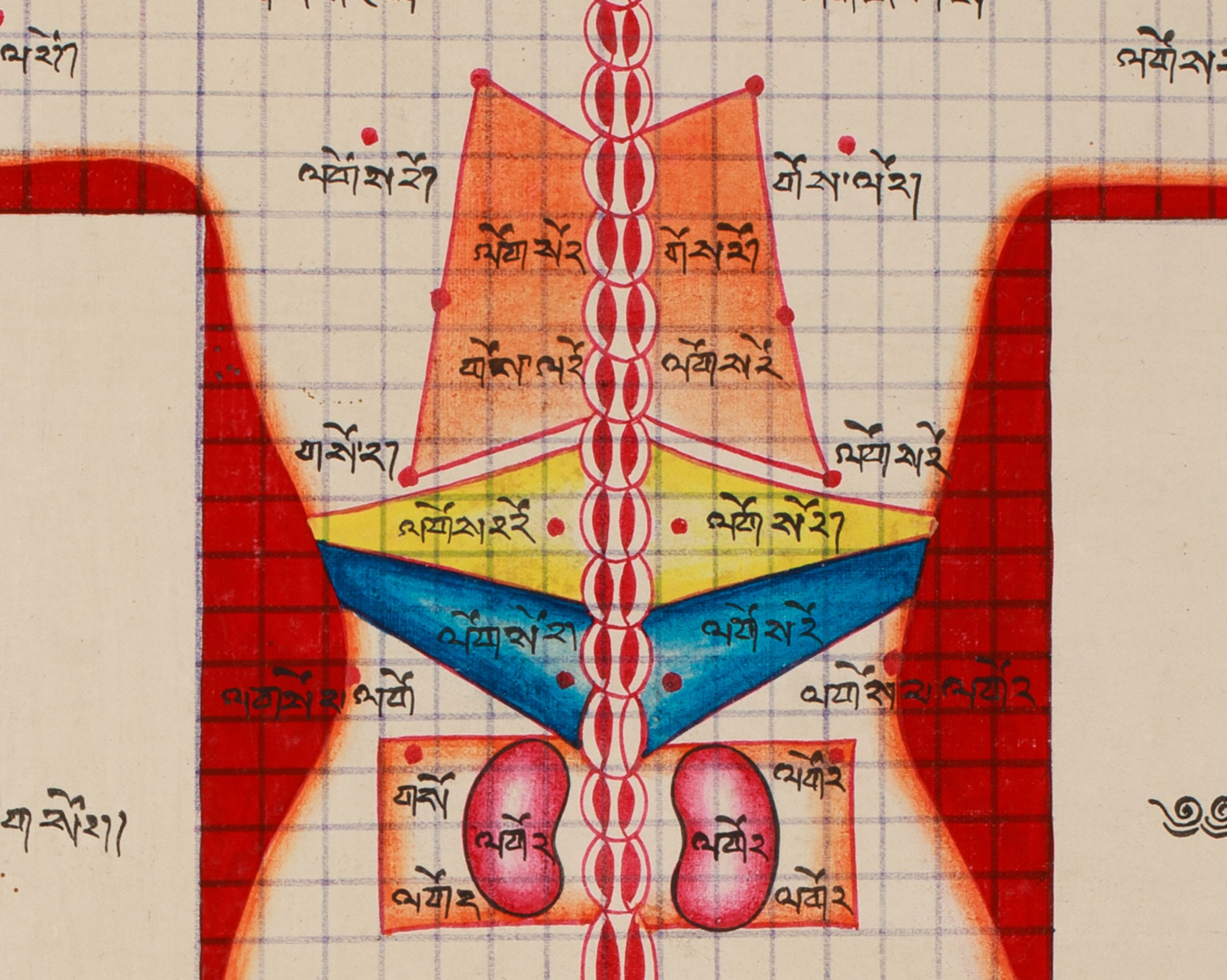 Human Anatomy Thangka | Posterior View of Healing Points