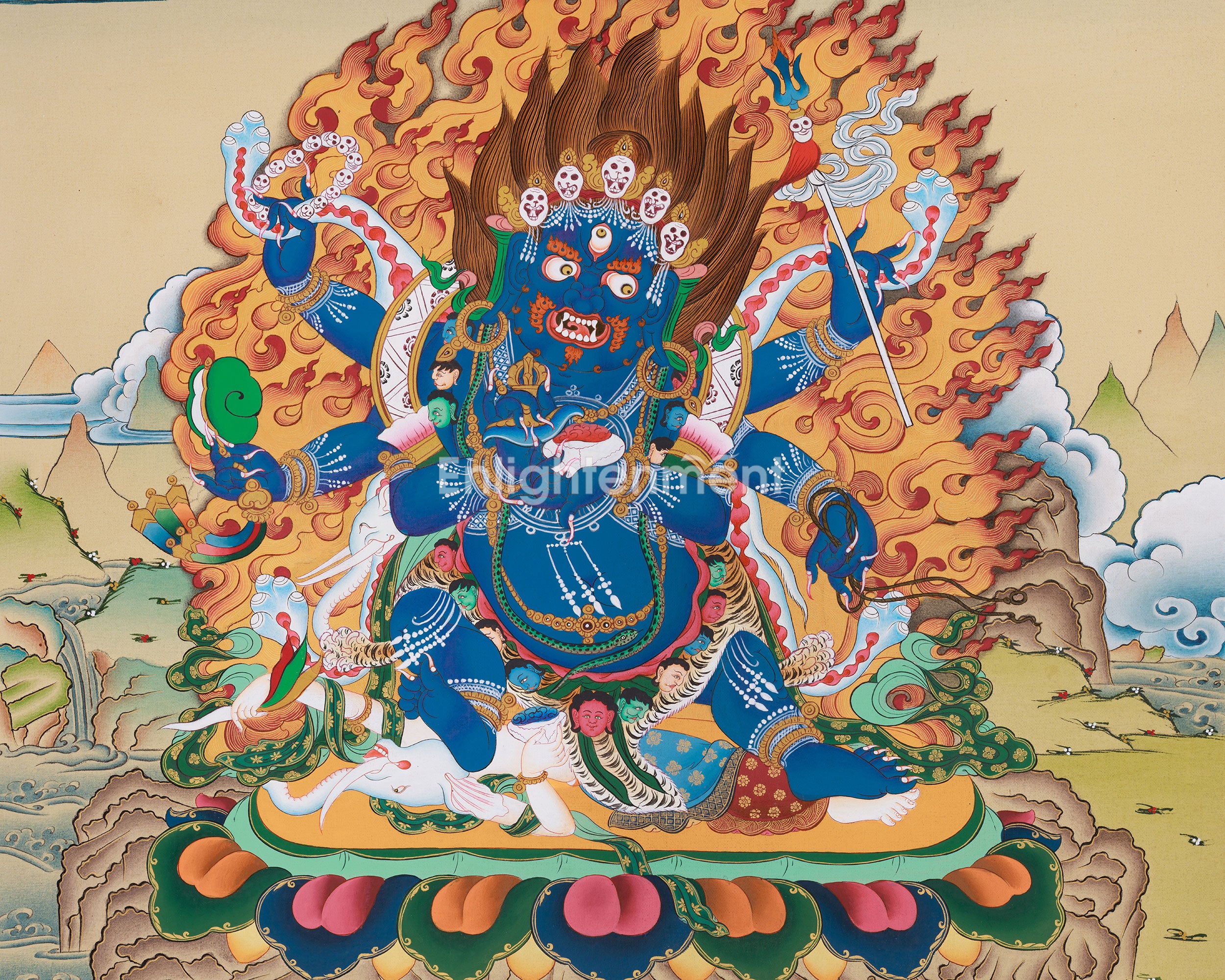 6-Armed Mahakala Print | Fierce Guardian of the Dharma in High-Quality Digital Artwork