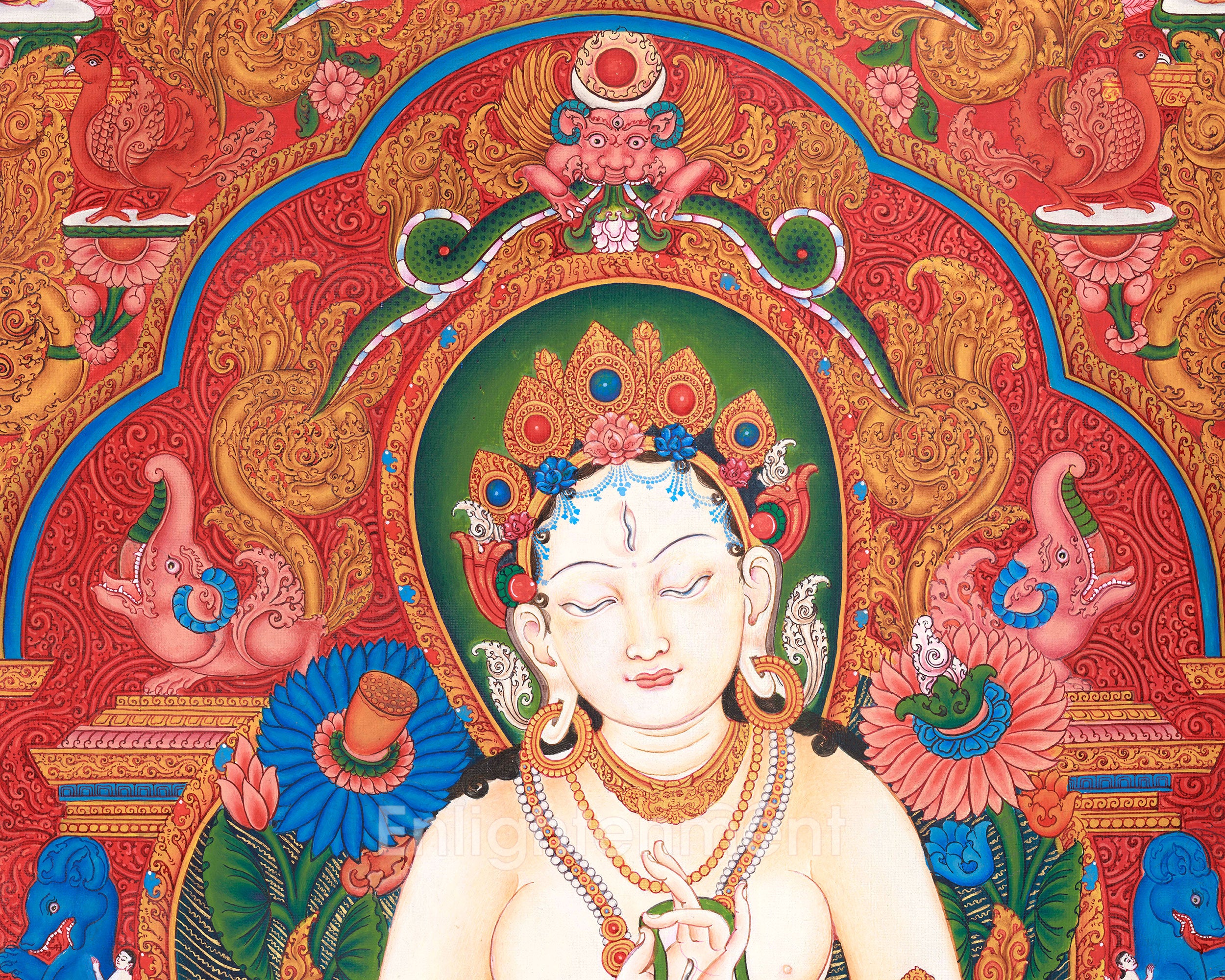 Healing Mother Tara, White Dolma Painting | A Masterpiece of Paubha Art