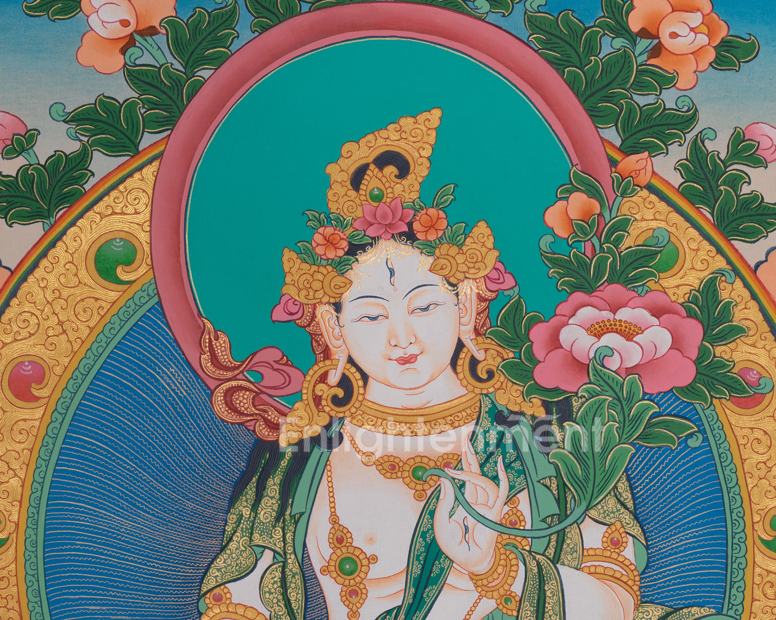 Female Bodhisattva White Tara Thangka | Symbol of Compassion and Long Life