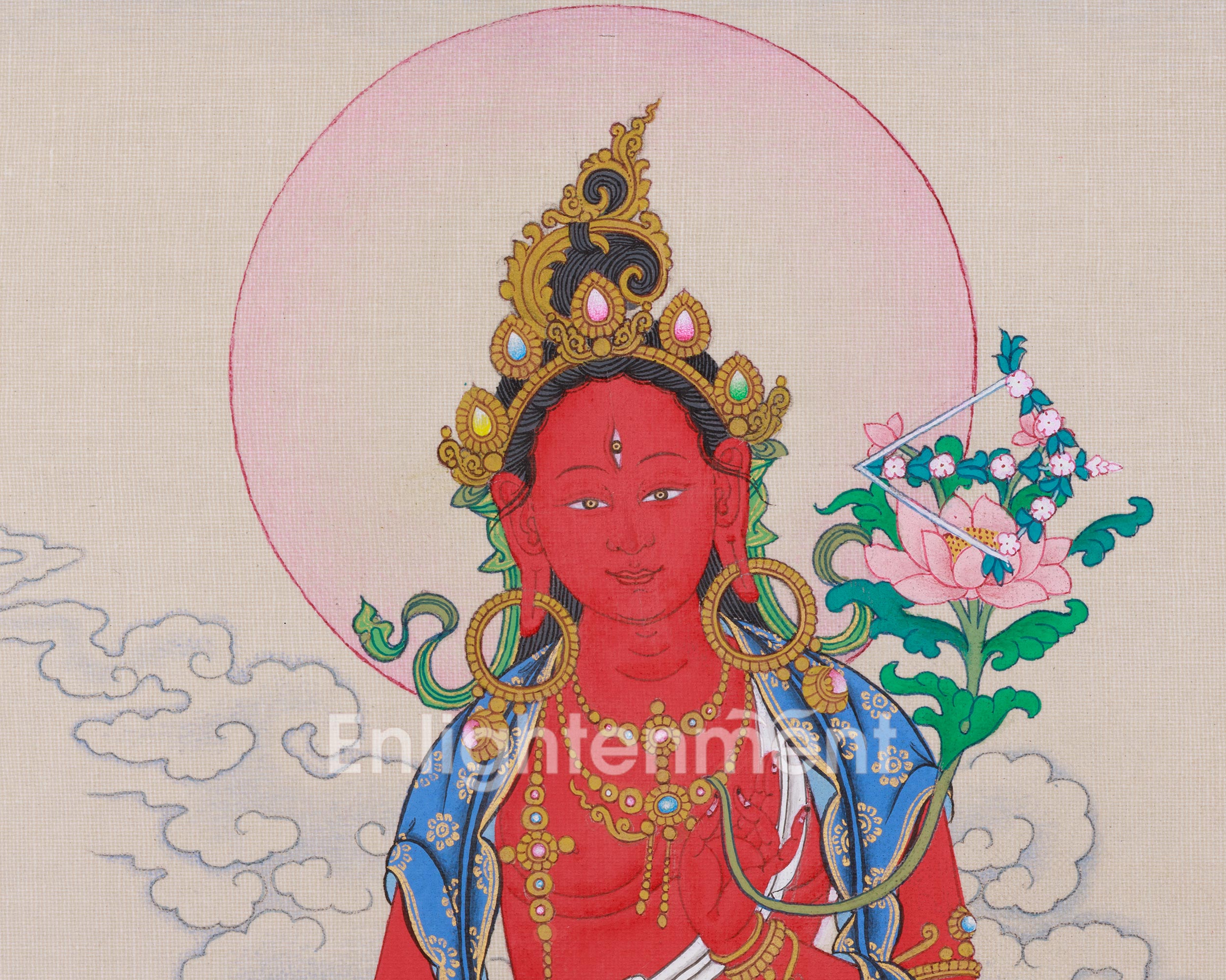 Original Hand-Painted Red Tara Dakini Thangka | Goddess of Power and Magnetism