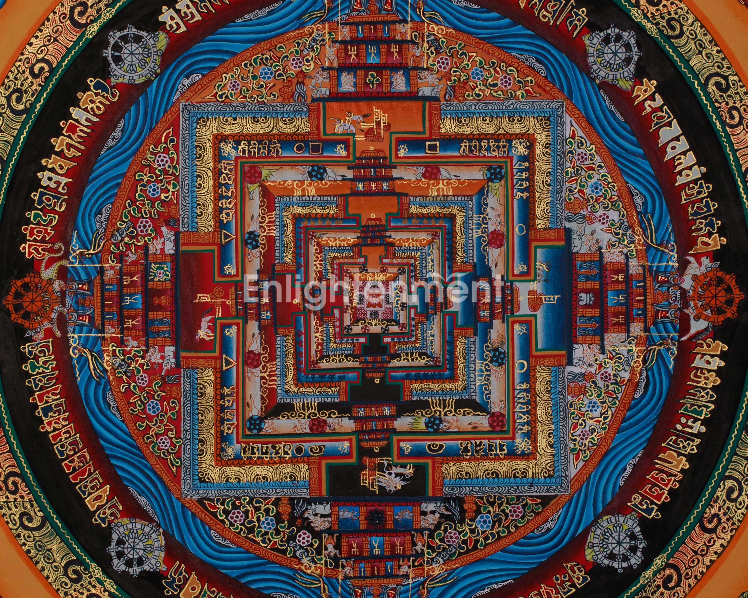 16 Inch Kalachakra Mandala | Wheel of Time | Tibetan Art for Balance and Healing