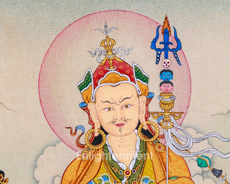 Unique Depiction of Guru Padmasambhava with Yeshe Tsogyal & Mandarava