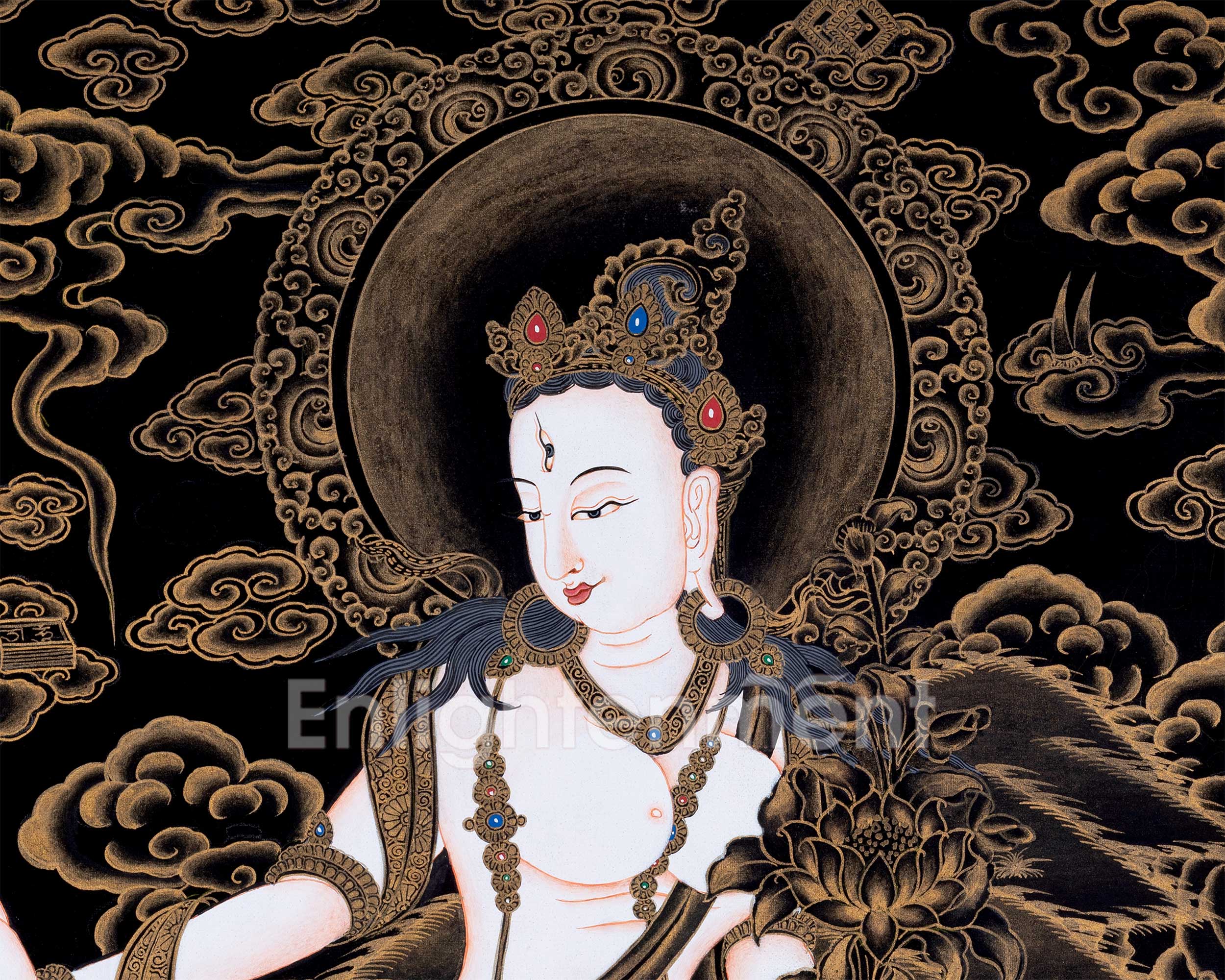 Divine Standing White Tara Painting | Goddess of Healing and Protection