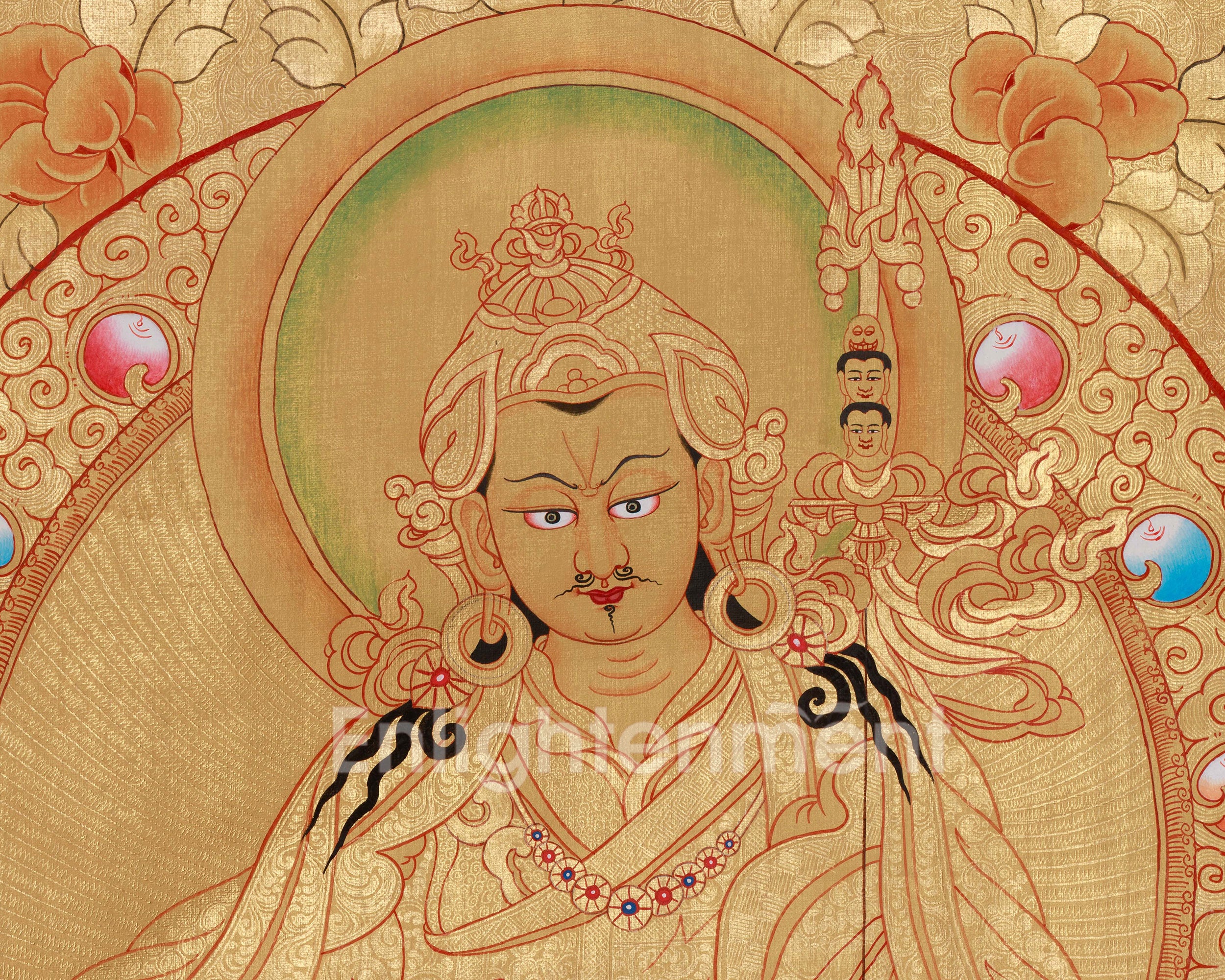 Guru Rinpoche Vajrayana Buddhist Art for Wisdom and Protection | Sacred Padmasambhava Thangka Painting