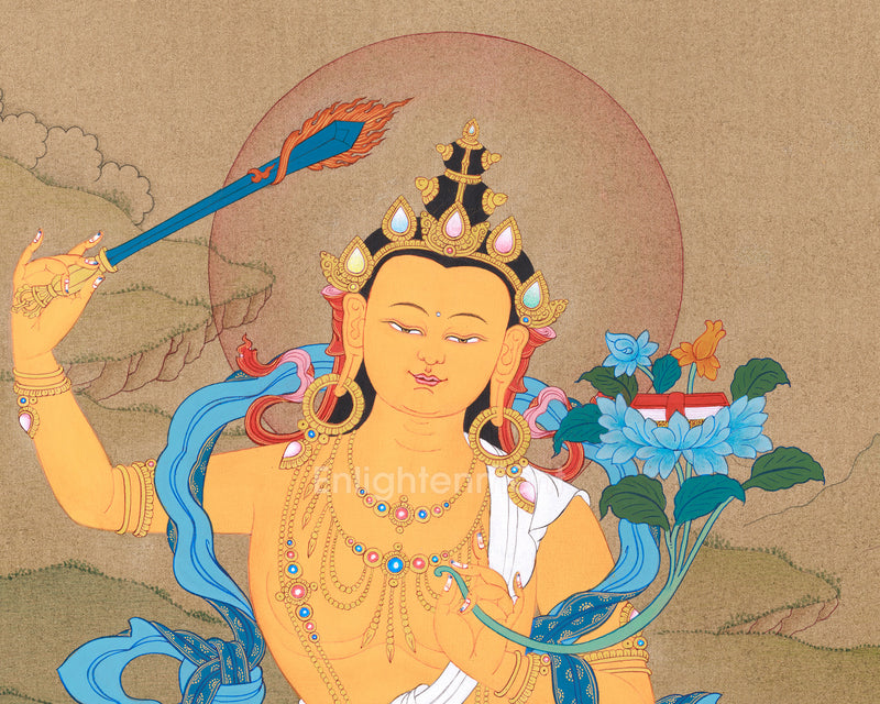 Manjushri Buddha | Handpainted Buddha Thangka Art