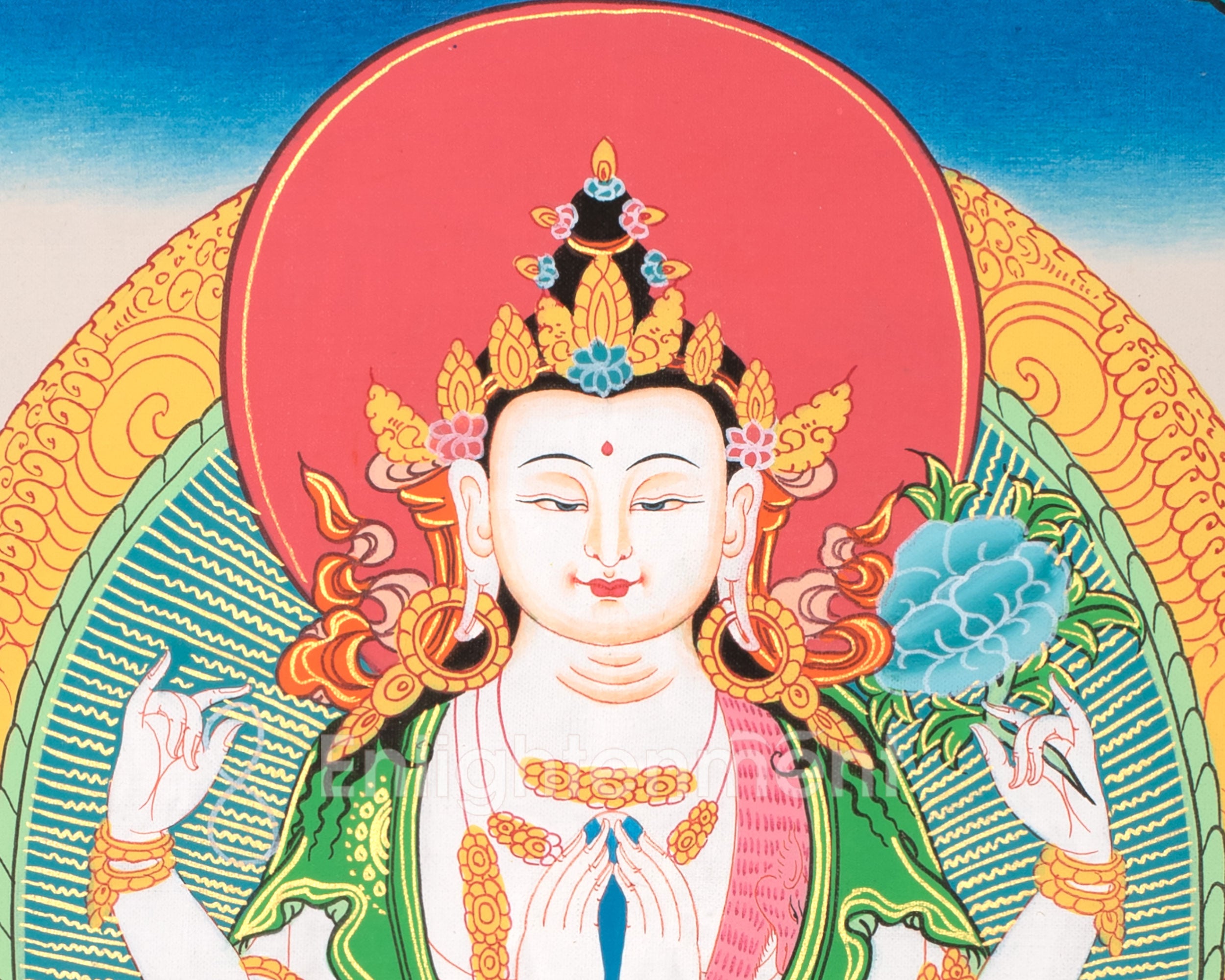 Avalokiteshvara Chenrezig Thangka | Bodhisattva Tibetan Art | Wall Hanging Decor