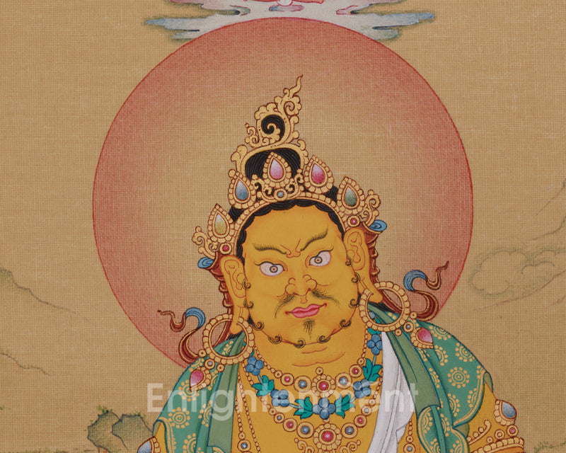 Tibetan Dzambhala with Ratnasambhava Thangka |  Prosperity Artwork