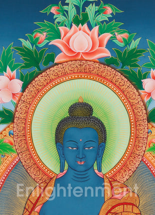Healing Medicine Buddha Thangka | Buddhist Lapis Lazuli Deity