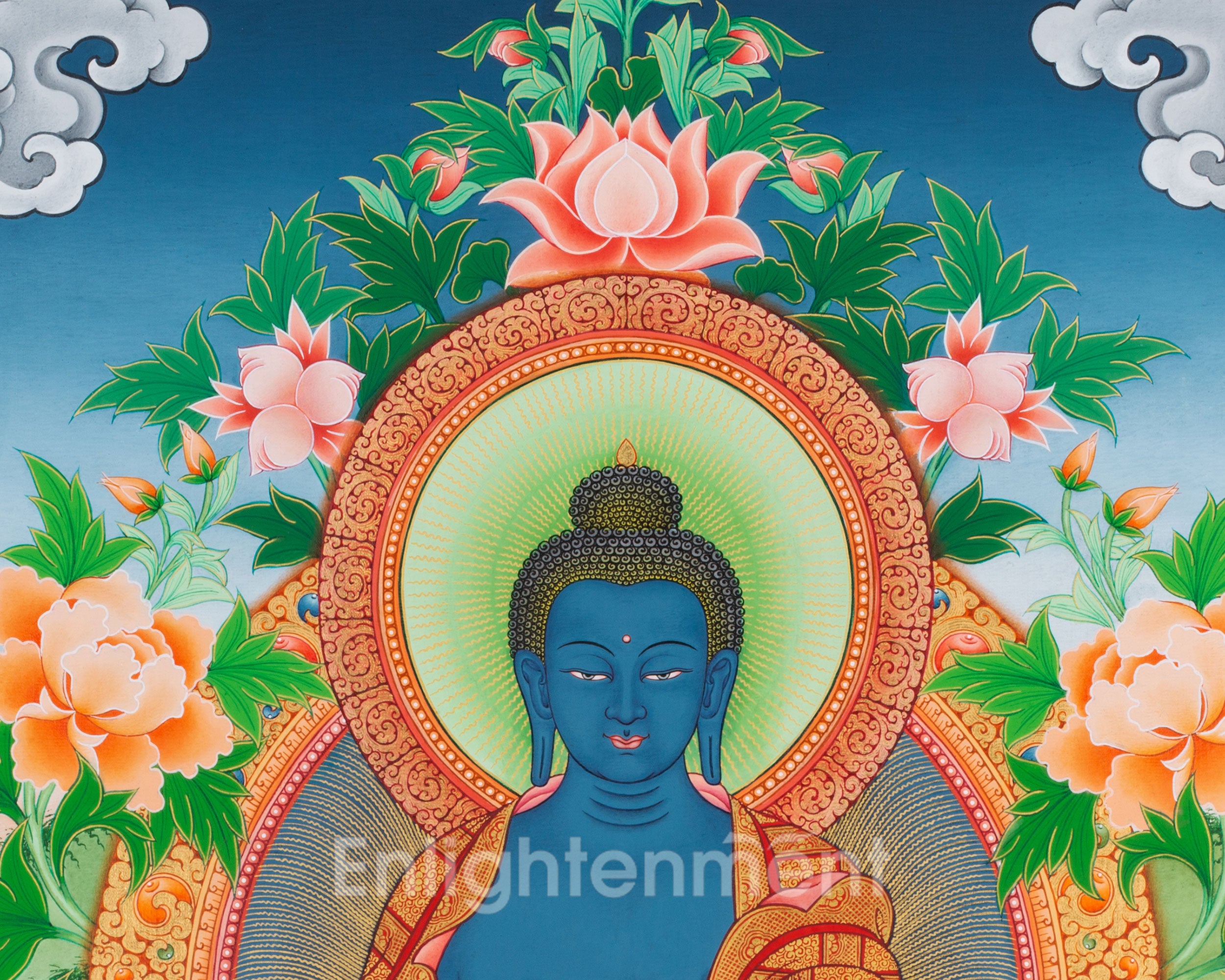 Healing Medicine Buddha Thangka | Buddhist Lapis Lazuli Deity
