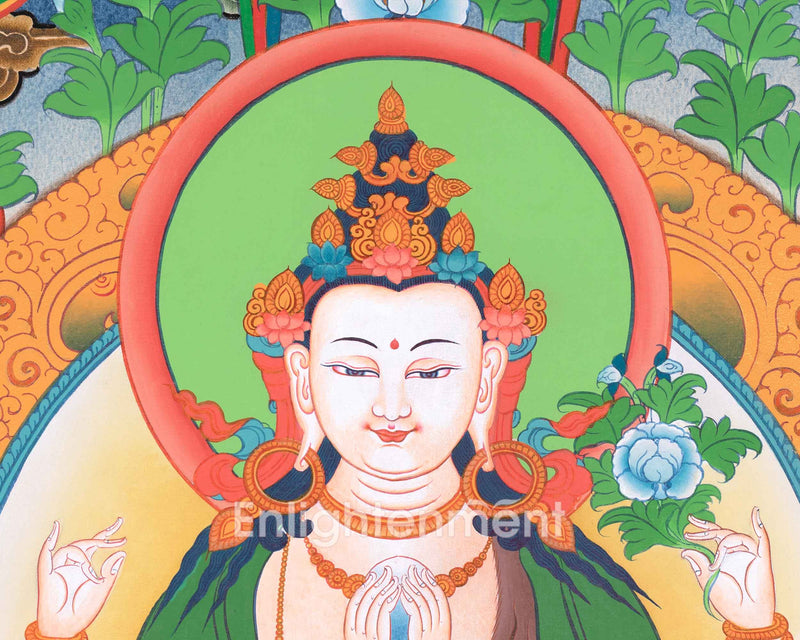 Handpainted Chenresig Thangka | Bodhisattva Deity | Wall Decor