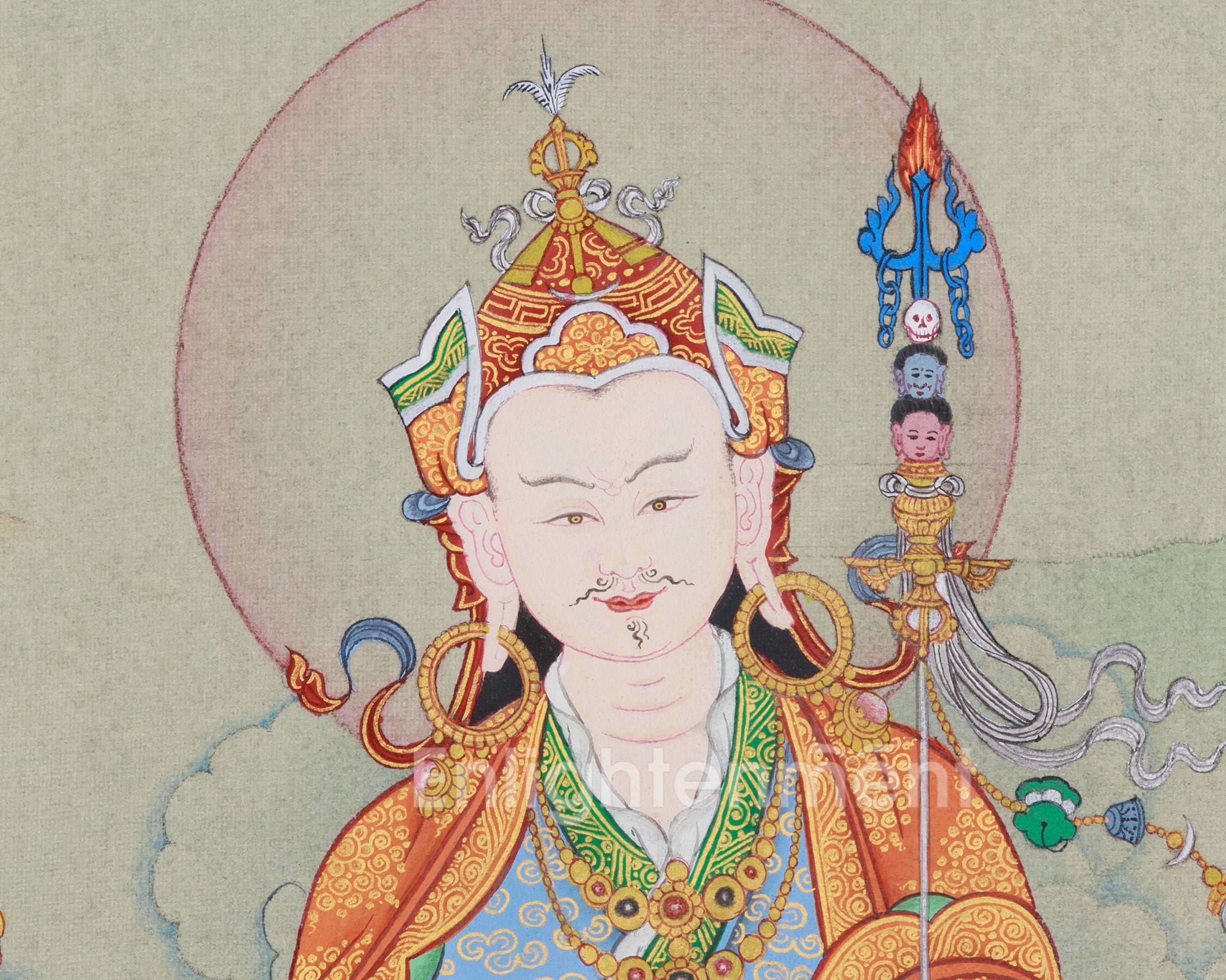 Sacred Guru Rinpoche with Consort - Mandarva and Yeshe Tsogyal