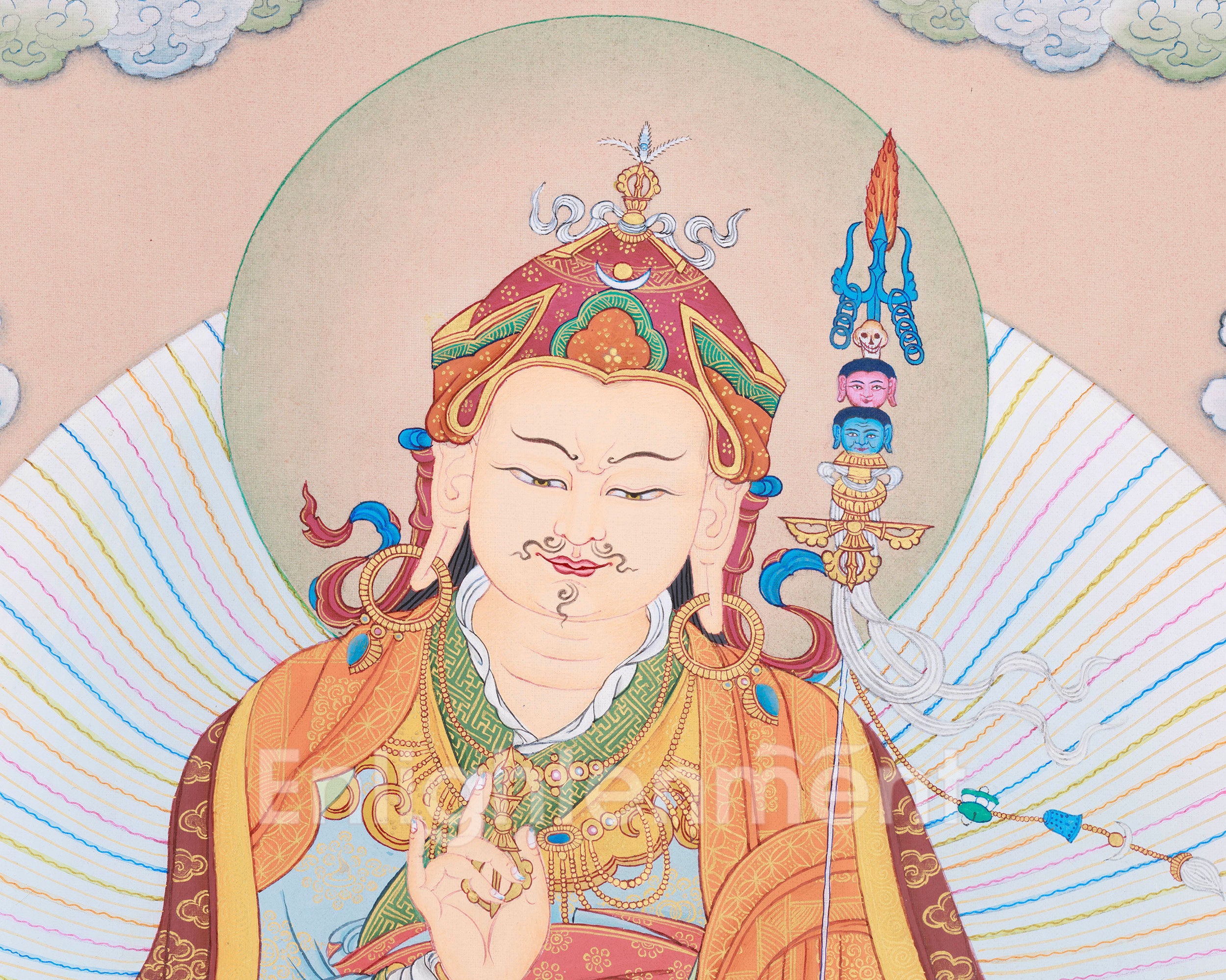 30 Inch Guru Manifestation Thangka | With Mandarva and Yeshe Tsogyal